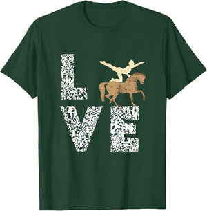 Pferdesport Reitsport Pferdenarr Vaulting Horses Acrobatics Gymnastics - Women's X-Small Black Short Sleeve Classic Fit Horse Riding T-Shirt - T-Shirt | Forest