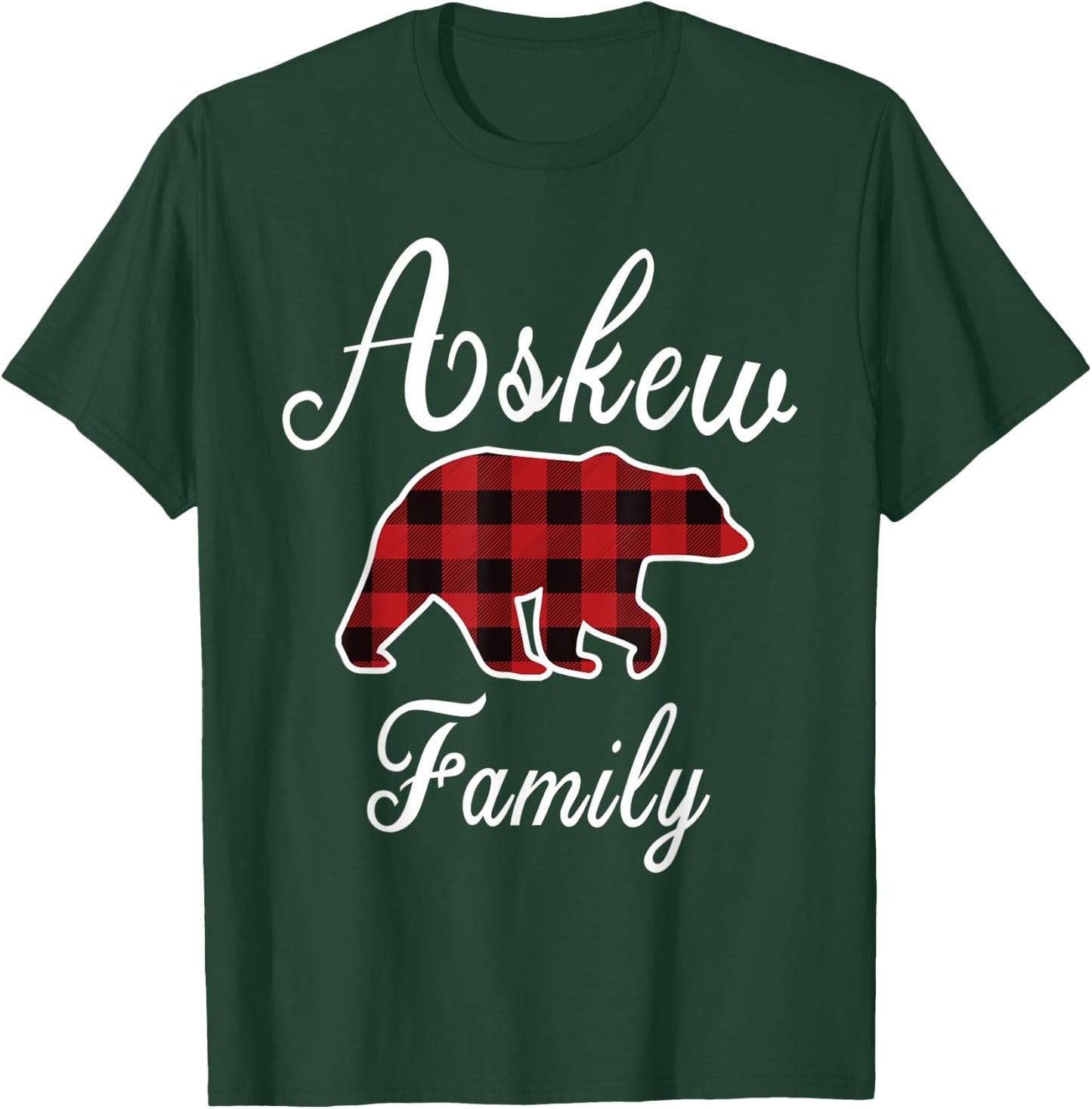ASKEW Family Bear Red Plaid Christmas Pajama Men Women Gift T-Shirt - T-Shirt | Forest
