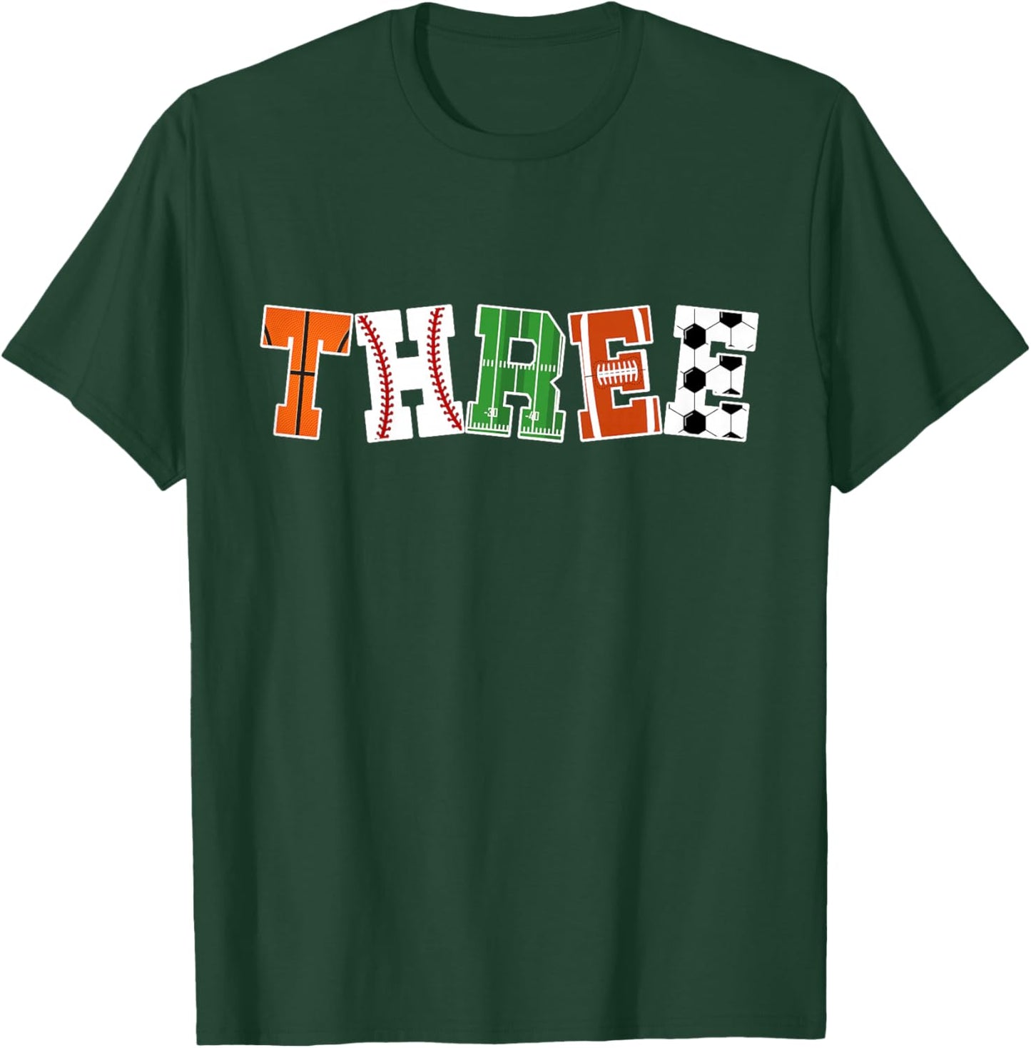 Kids 3rd Birthday Sports Birthday Party 3 Year Old Boy T-Shirt - T-Shirt | Forest