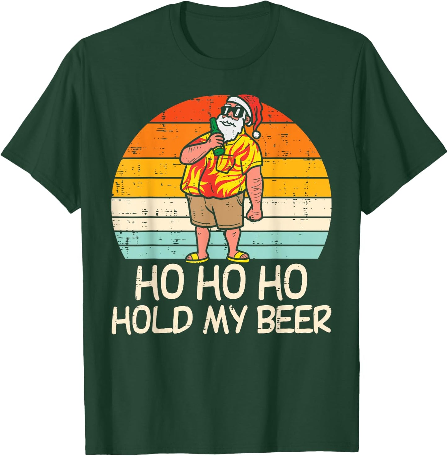 Ho Ho Hold My Beer Santa Summer Christmas In July Drinking Women T-Shirt - T-Shirt | Forest