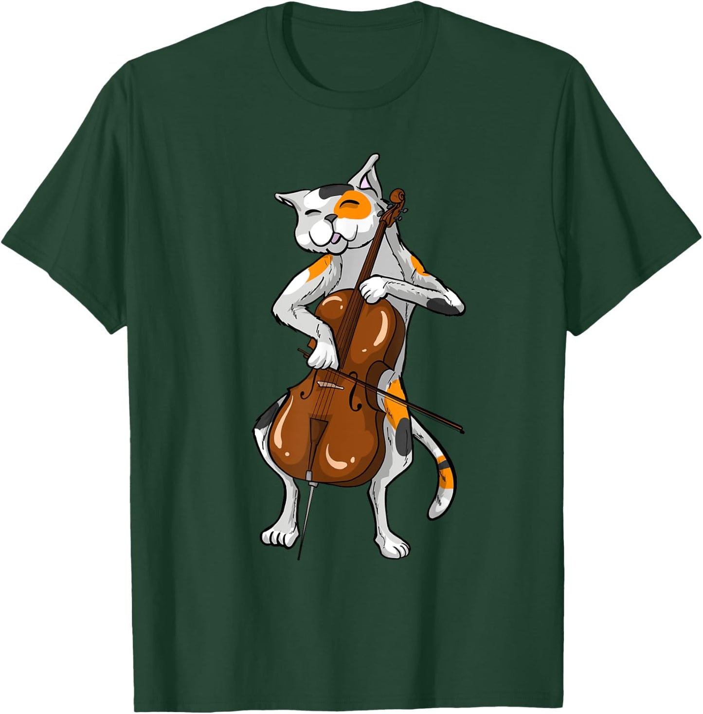 Cool Cat Playing Cello | Funny Kitten Instrument Player Gift T-Shirt - T-Shirt | Forest