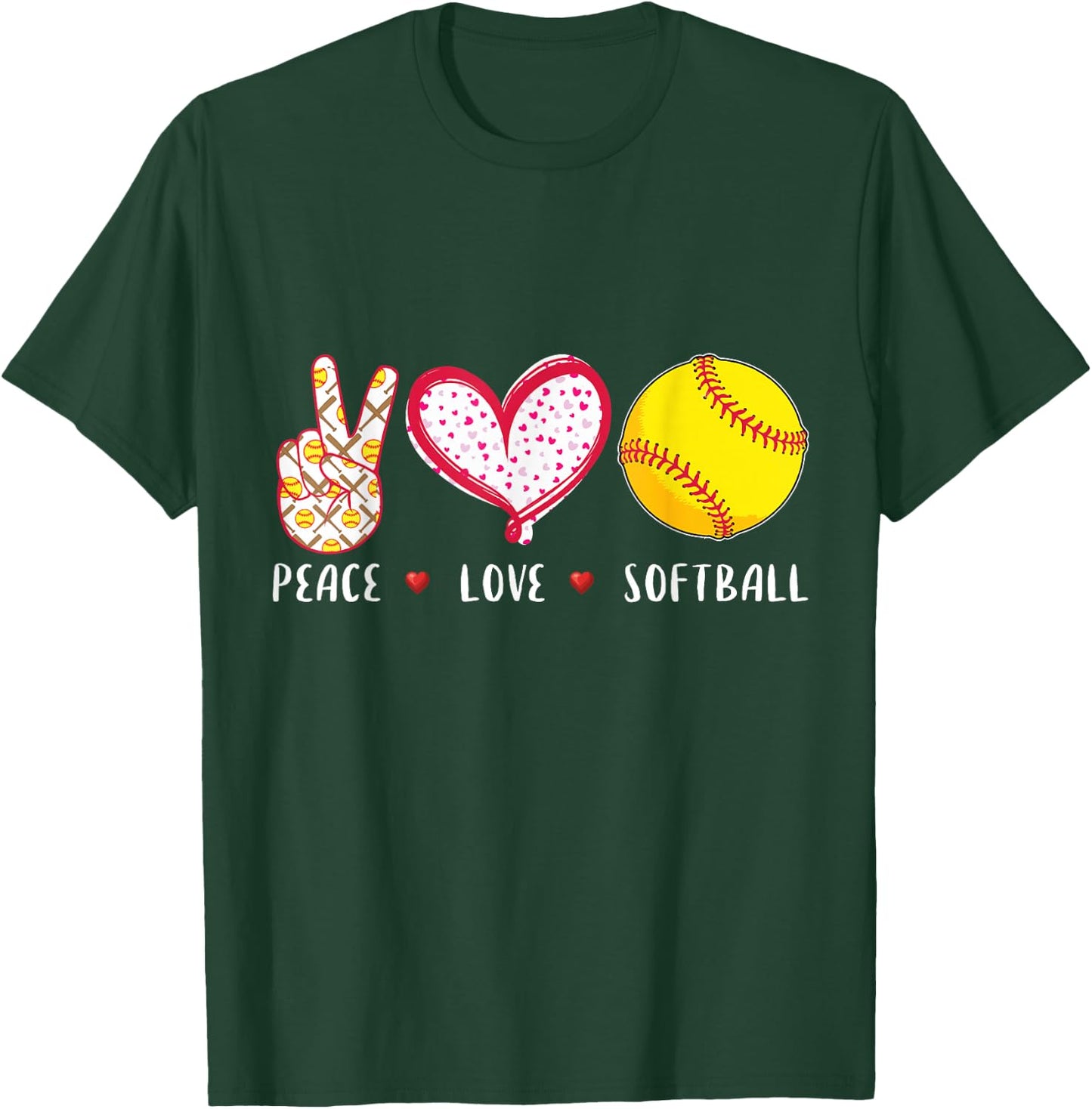 peace love softball Gift coach T-Shirt - T-Shirt | Forest