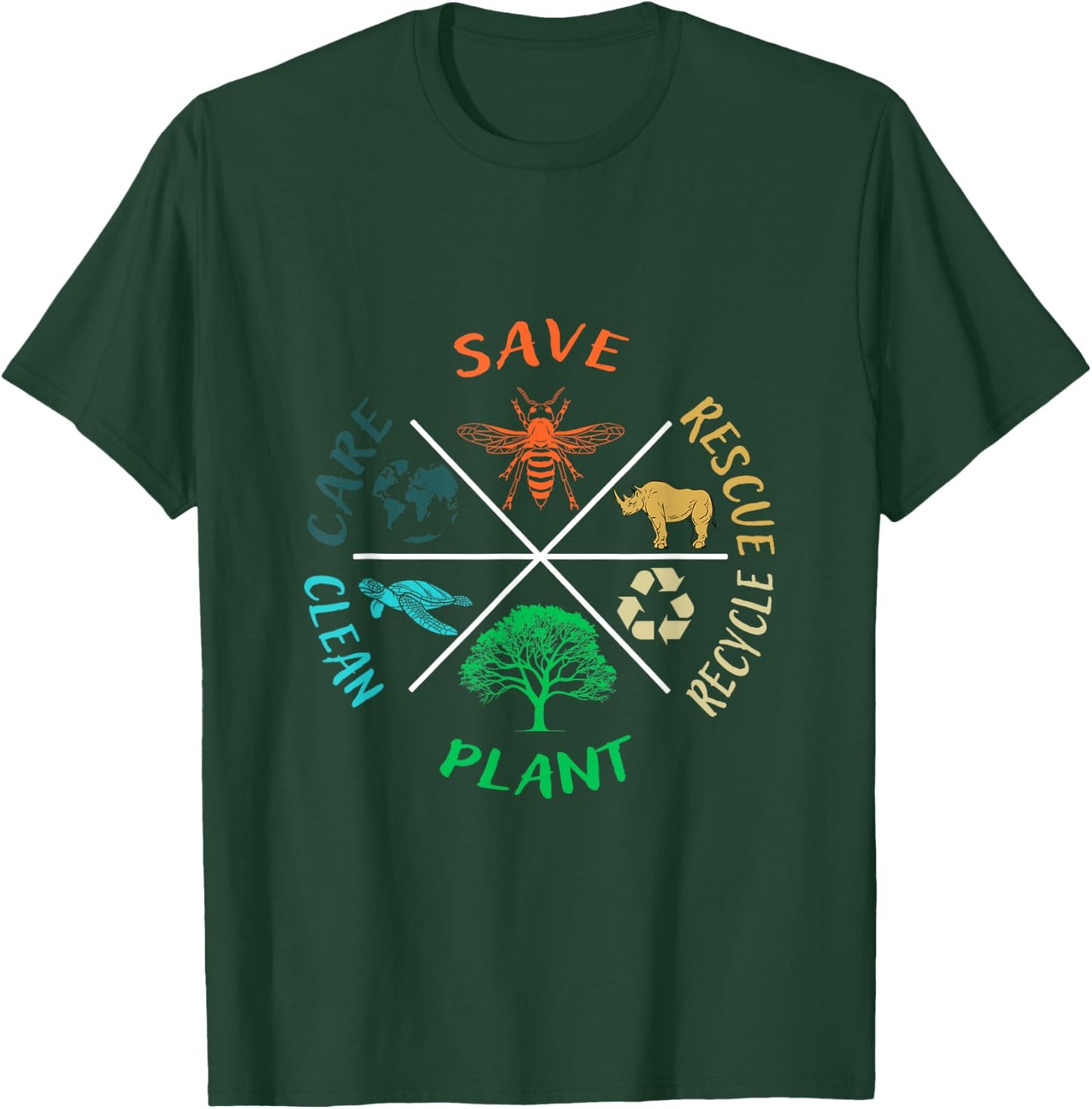 Earth Day Save the Bees Plant More Trees Clean the Seas T-Shirt - T-Shirt | Forest