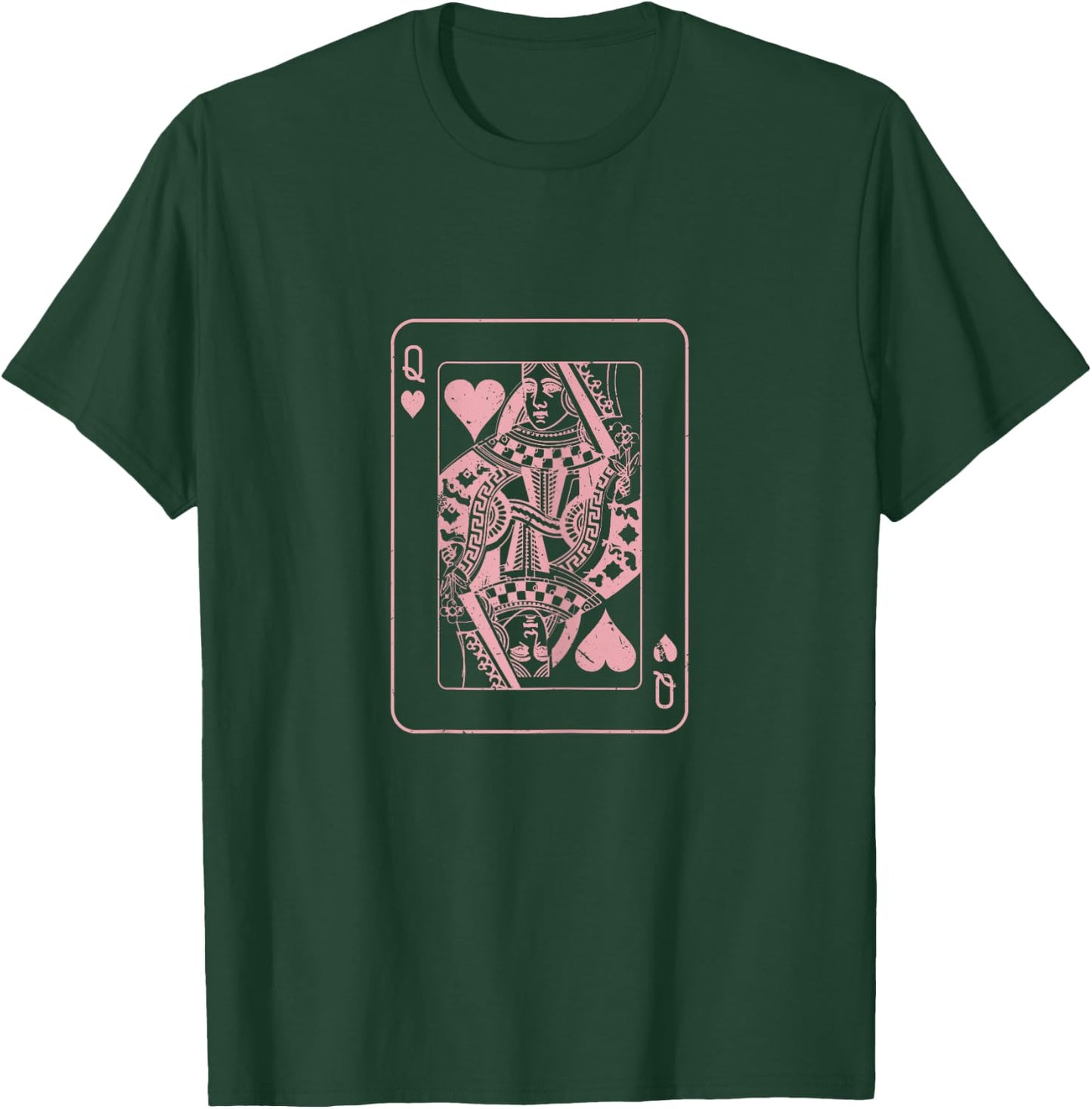 Heart Lady Playing Card - Poker Skat Double Head Wedding Couple T-Shirt - T-Shirt | Forest