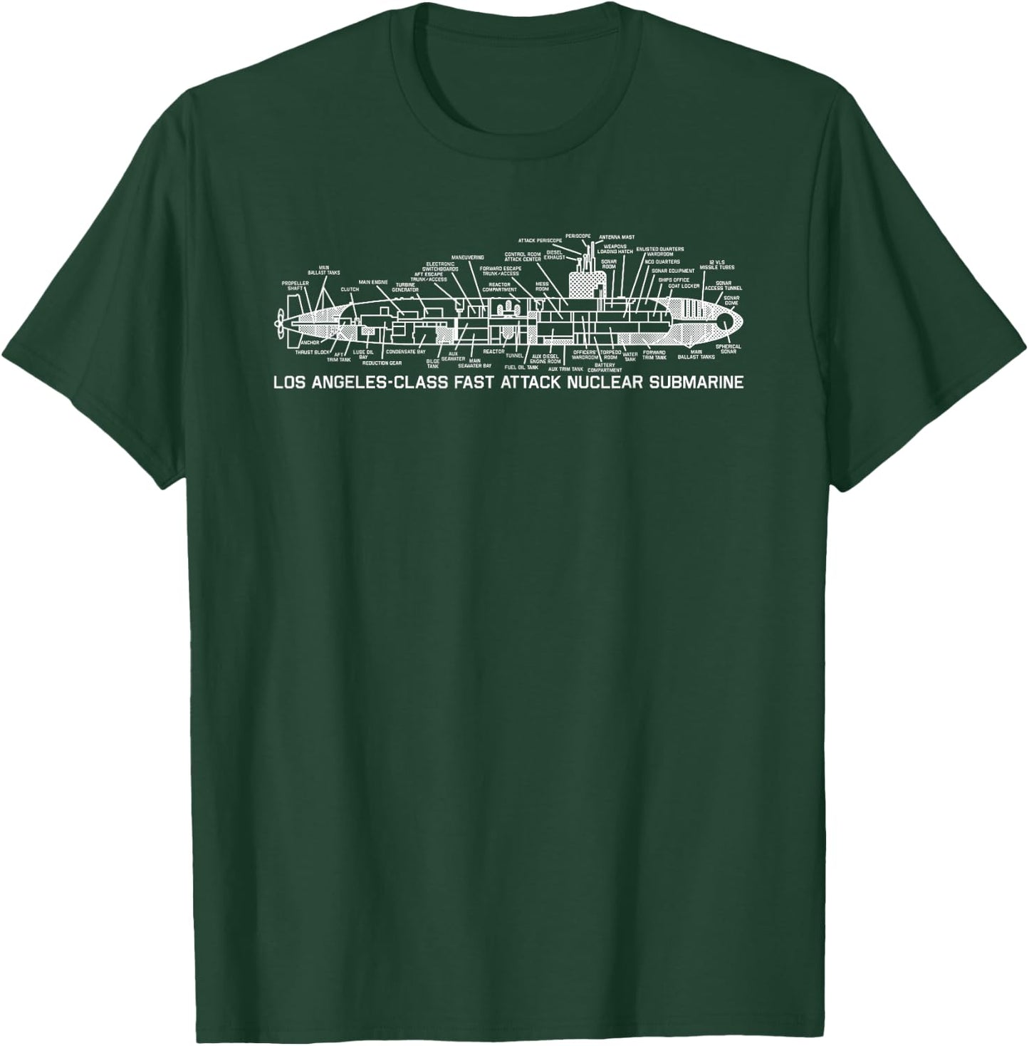 USS Miami SSN-755 Submarine Blueprint Infographic Schematics T-Shirt - T-Shirt | Forest
