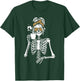 Skeleton Messy Bun Coffee Drinking Halloween Costume Women T-Shirt - T-Shirt | Forest