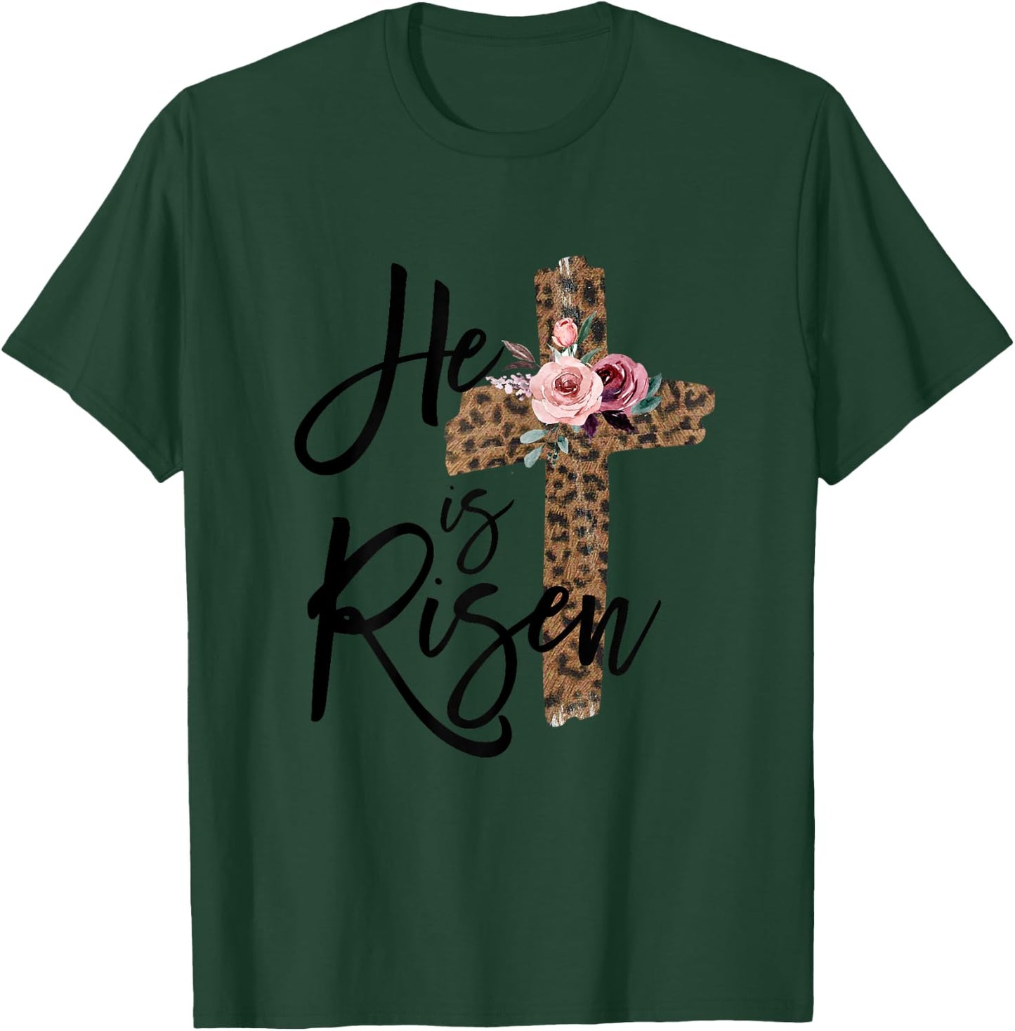 He is Risen Christian Easter Women Leopard Teen Girls T-Shirt - T-Shirt | Forest