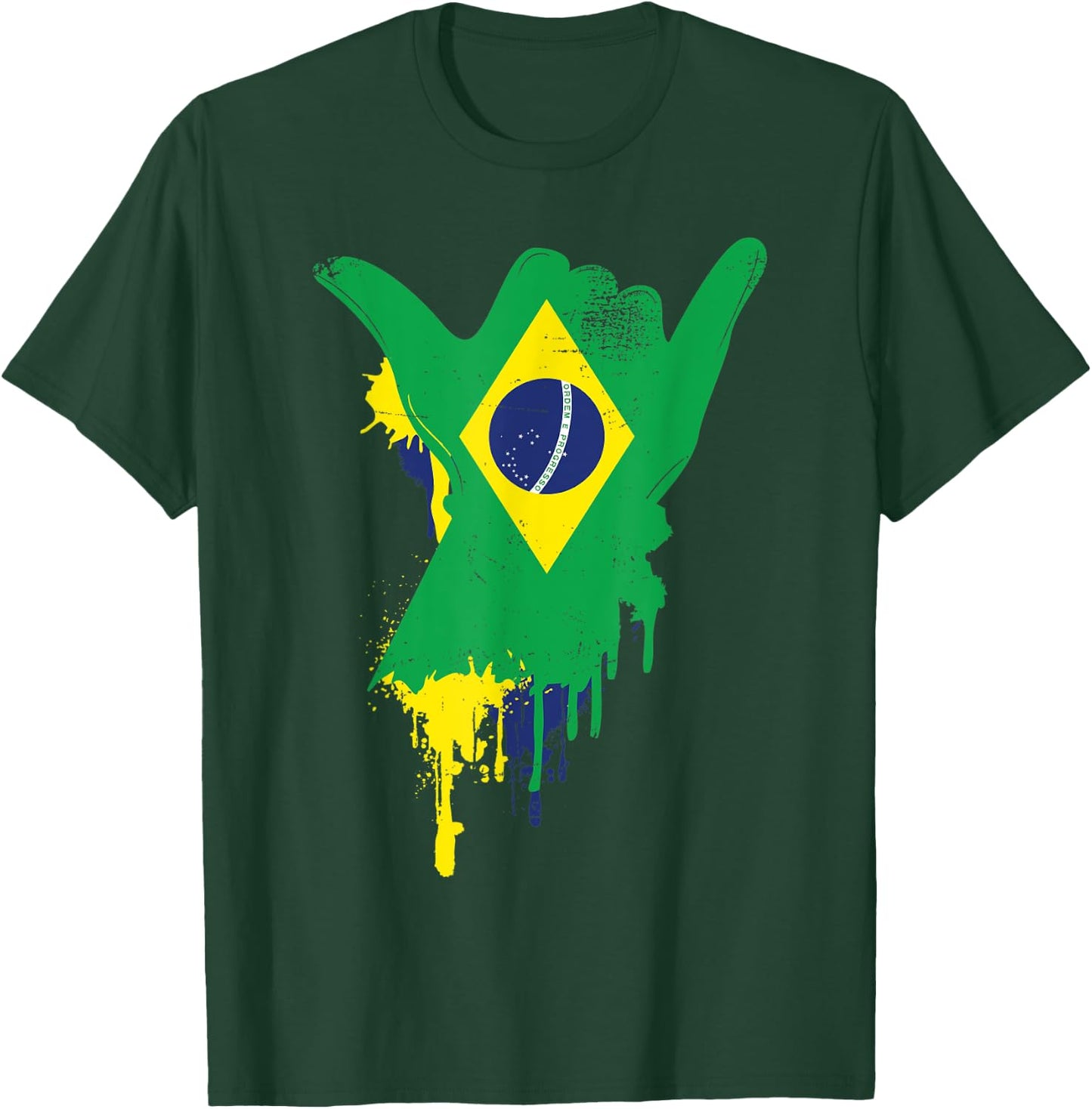 Shaka Sign Vintage Brazil Flag - Surfing & Surf T-Shirt - T-Shirt | Forest