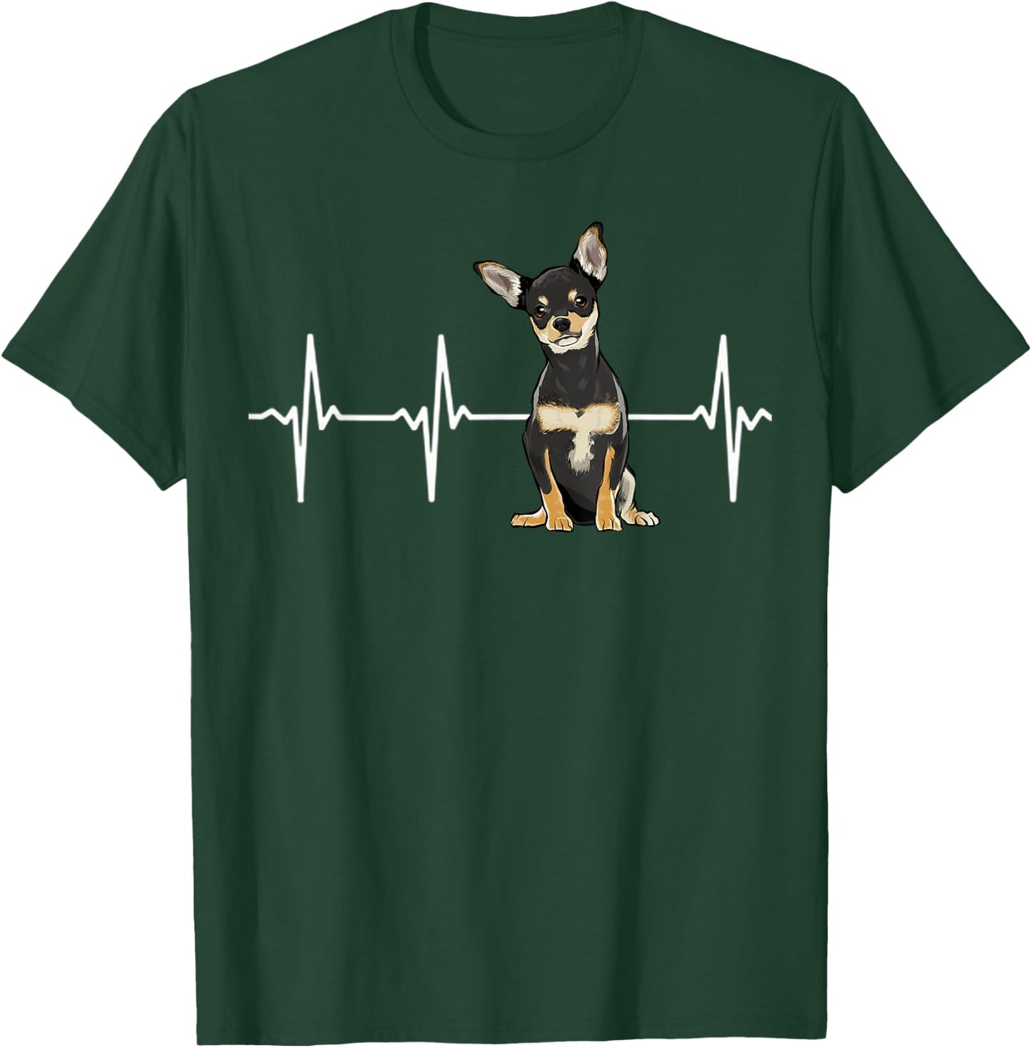 Black Chihuahua Heartbeat Dog Lover Men Women Kids T-Shirt - T-Shirt | Forest