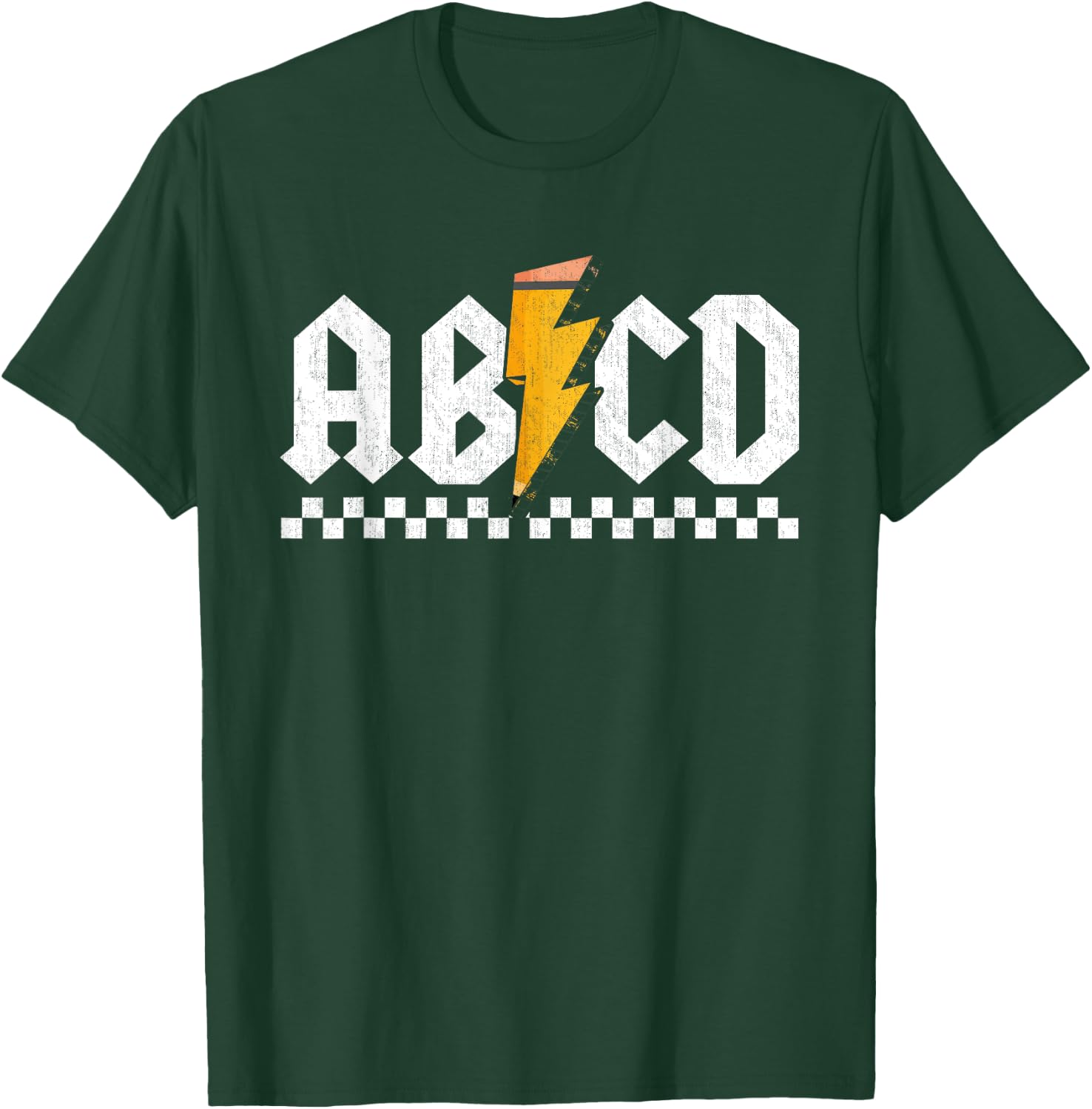 Lightning Pencil Rock'n Roll ABCD Teacher Back To School Kid T-Shirt - T-Shirt | Forest