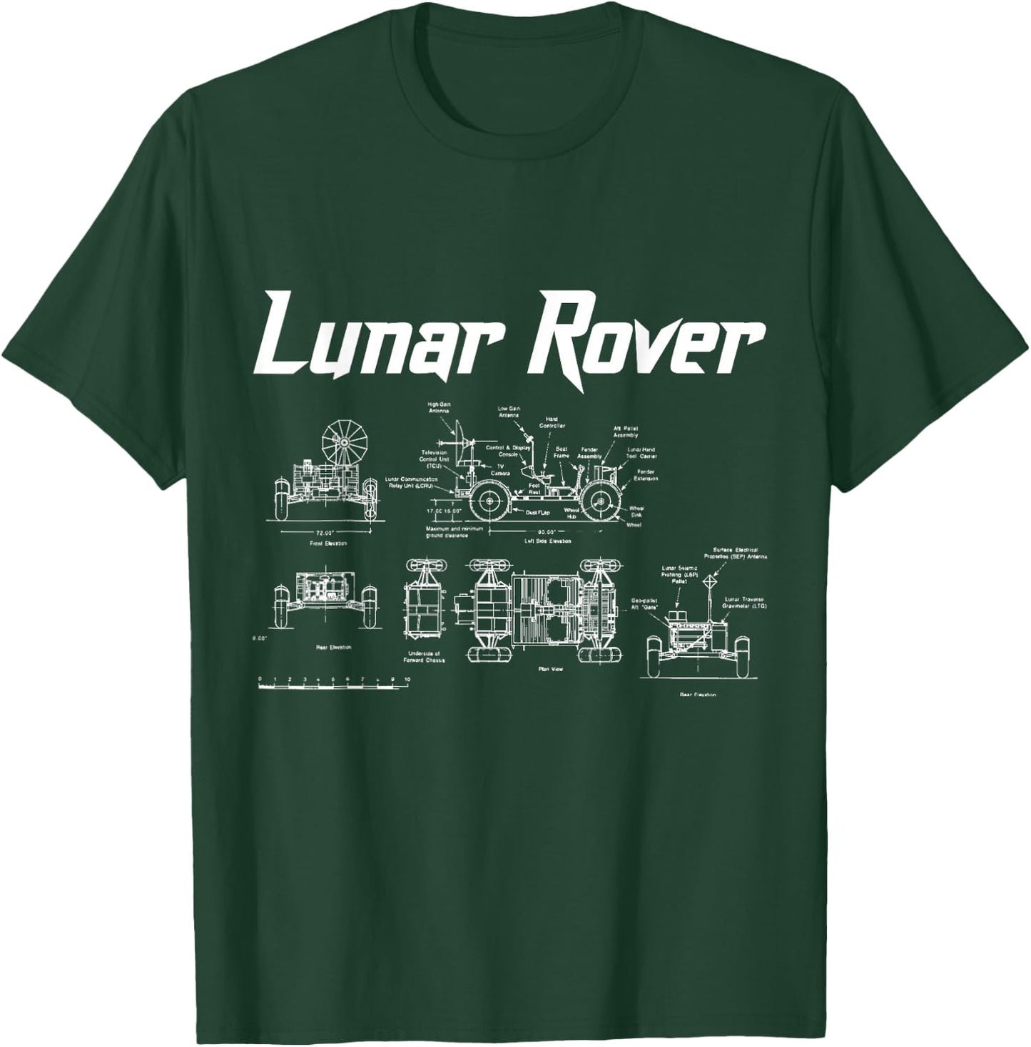 Lunar Rover Vehicle Blueprint Design Moon Landing T-Shirt - T-Shirt | Forest