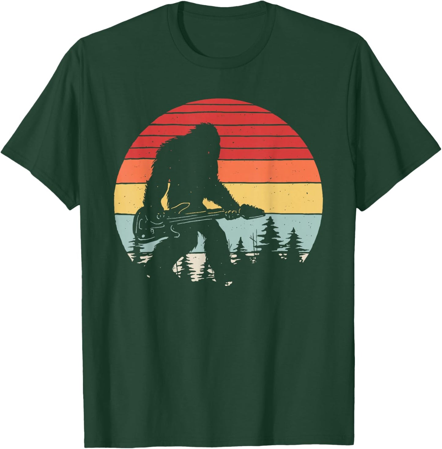 Vintage Retro Bigfoot Guitar T-Shirt - T-Shirt | Forest