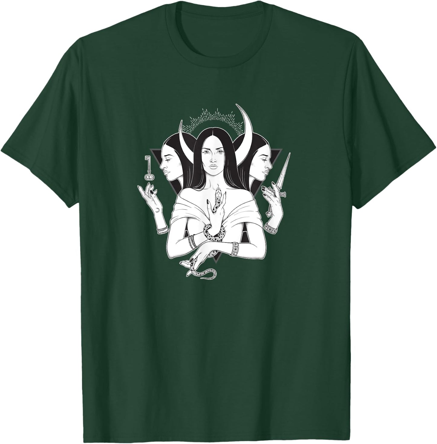 Goddess Hecate Triple Moon Goddess Pagan Wicca Triple Moon T-Shirt - T-Shirt | Forest