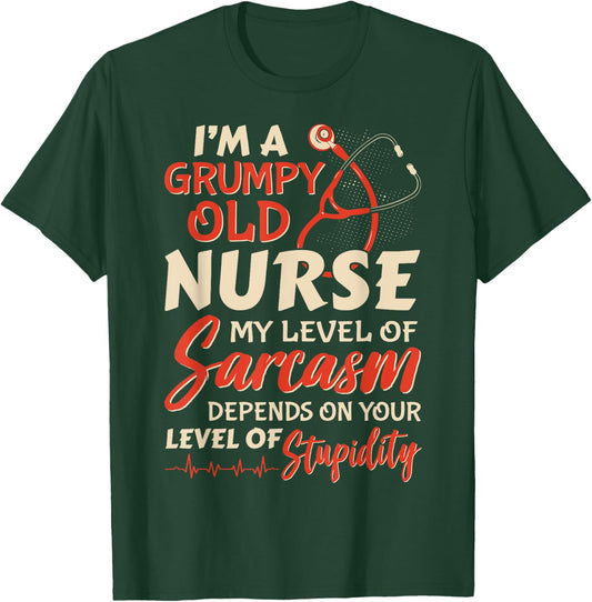Grumpy Old Nurse Women Nursing RN LPN Medical Grandma Mom T-Shirt - T-Shirt | Forest
