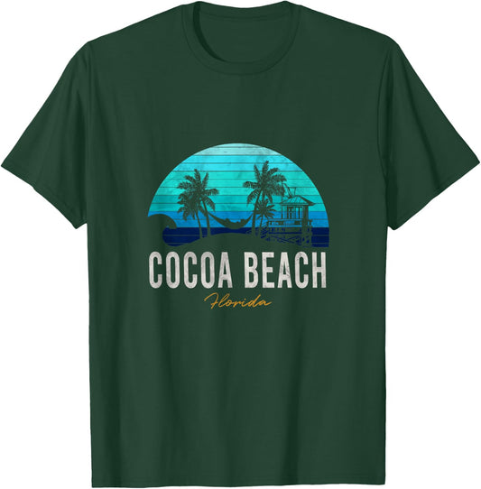 Cocoa Beach Florida Vacation Beach Sunset Palms Surf T-Shirt - T-Shirt | Forest