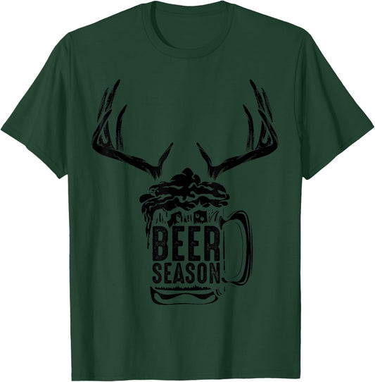 Beer Season | X-mas Animal Hunting Beer Drinkers Gift T-Shirt - T-Shirt | Forest