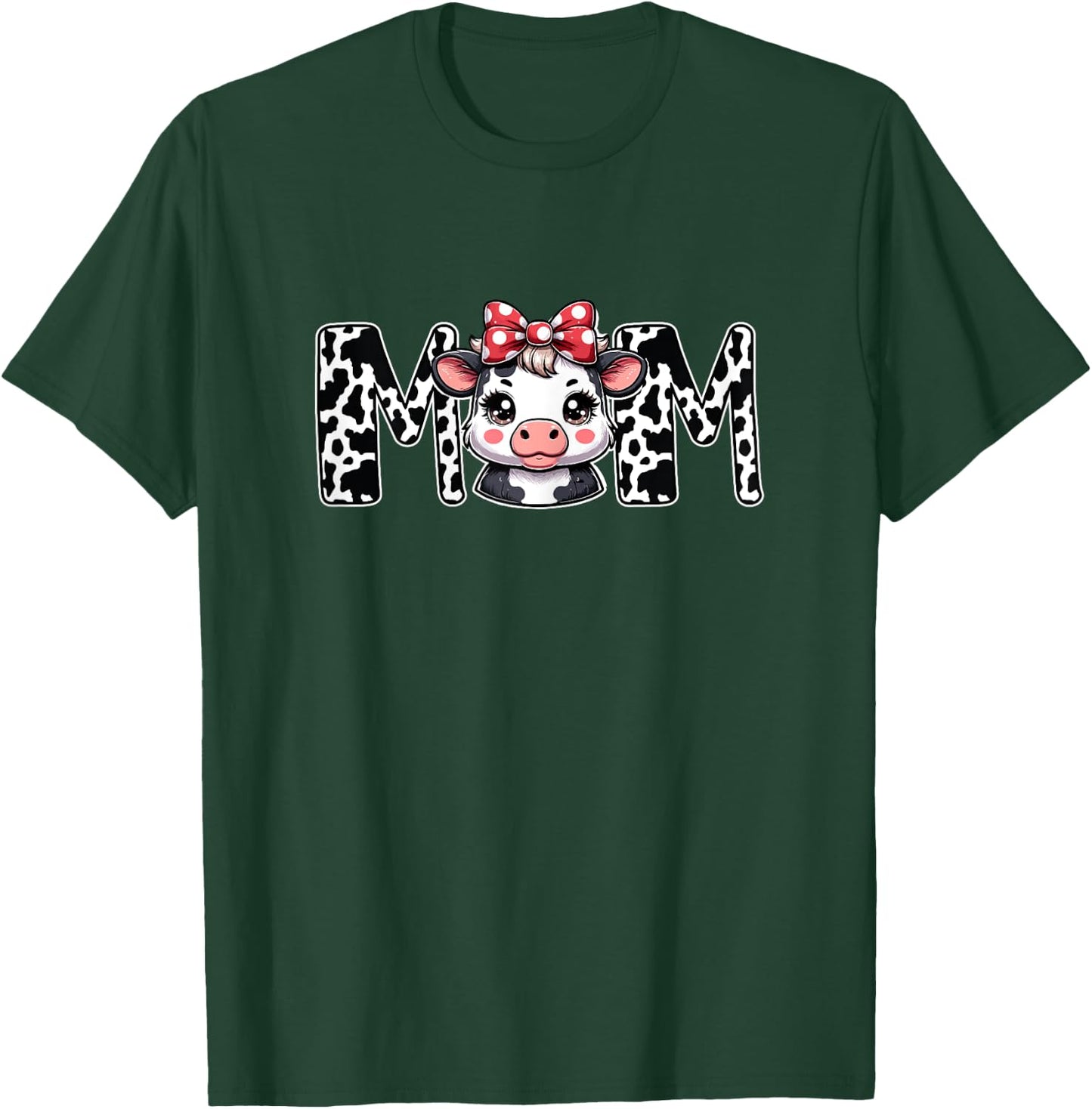 Mom Cow Print Mama Mommy Cow Pattern Mother's Day T-Shirt - T-Shirt | Forest