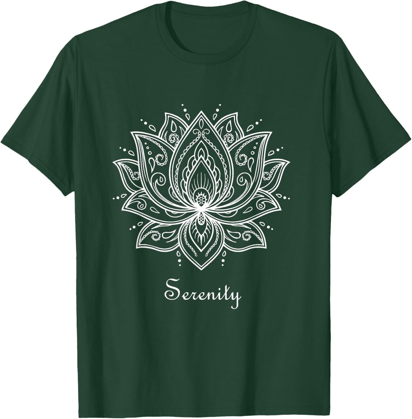 Serenity Lotus Flower Spiritual Yoga Meditation Namaste T-Shirt - T-Shirt | Forest