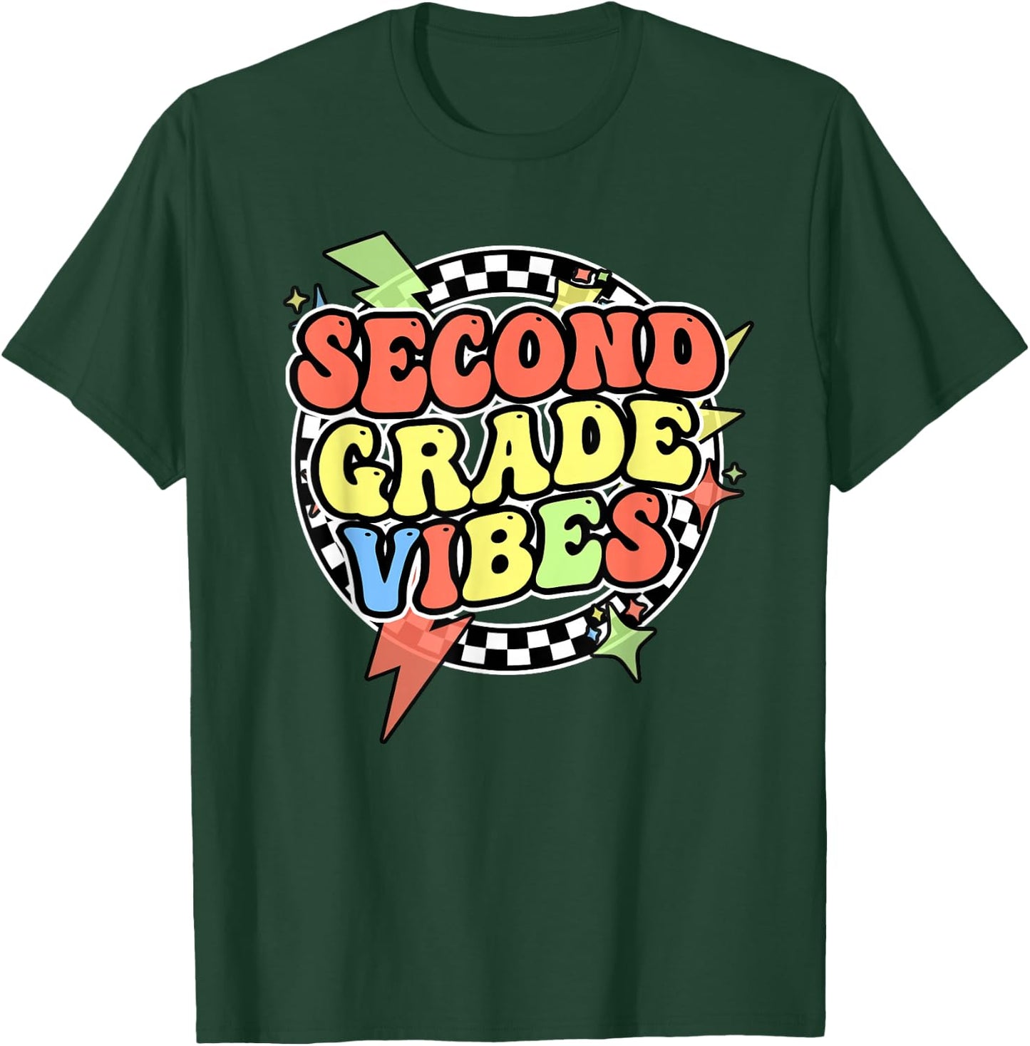 Groovy Second Grade Vibes Shirt 2nd Grade Shirt Boys Girl T-Shirt - T-Shirt | Forest