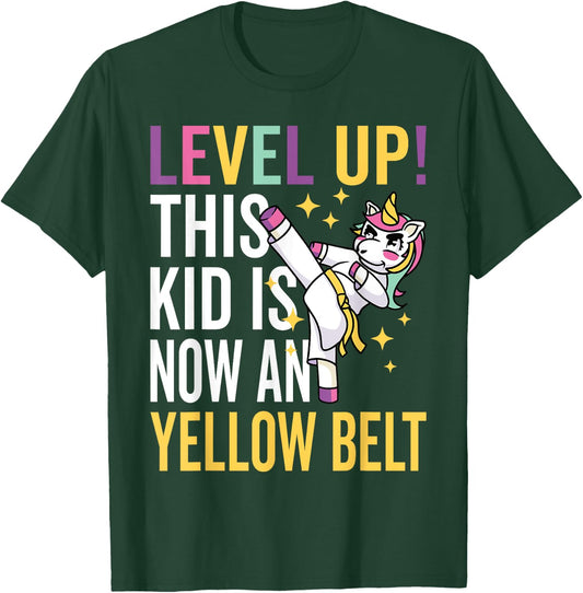Karate Uniform Unicorn Level Up Yellow Belt Award Ceremony T-Shirt - T-Shirt | Forest