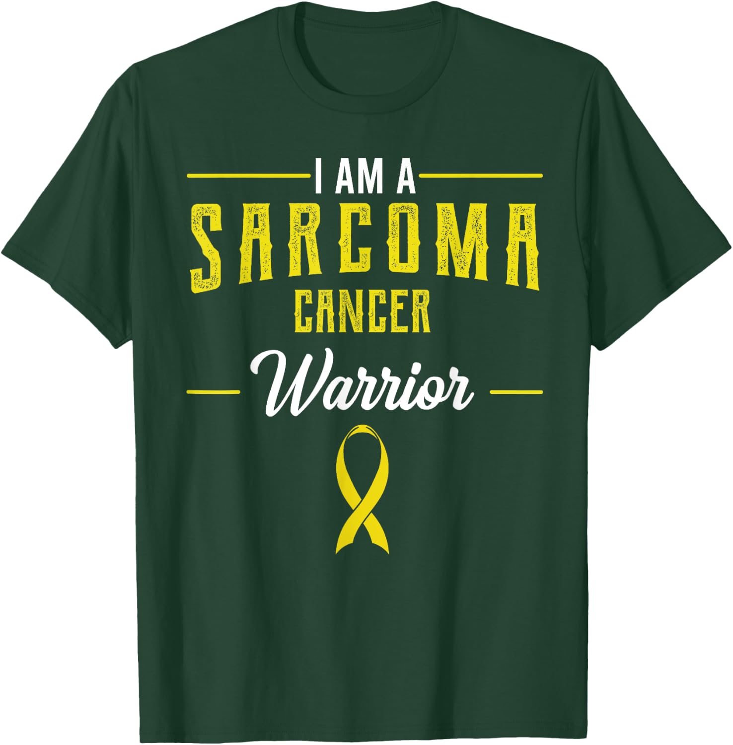 I Am A Warrior Sarcoma Cancer Awareness Ribbon Fighter Gift T-Shirt - T-Shirt | Forest