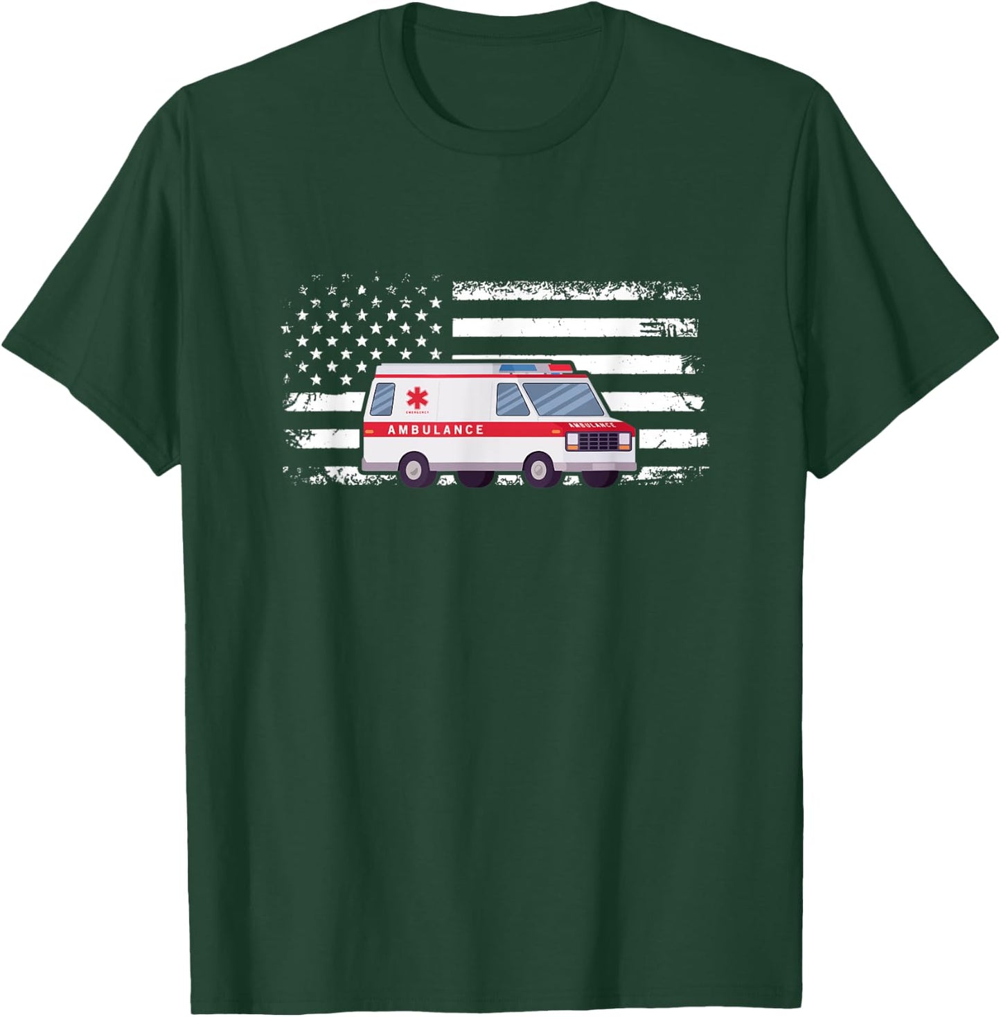 Ambulance Flag Ambulance Parademic EMT T-Shirt - T-Shirt | Forest