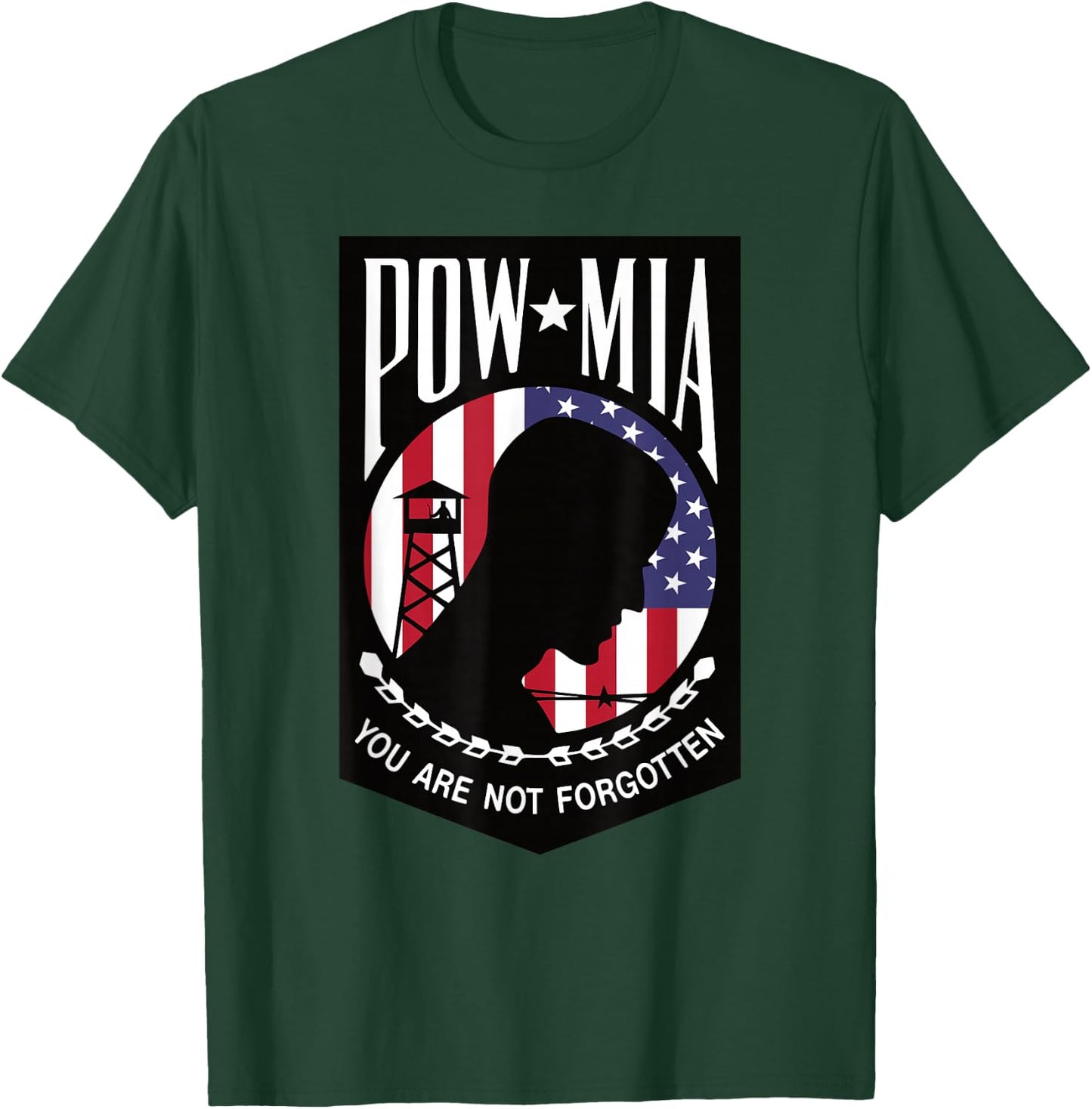 Pow Mia USA Flag You are not Forgotten T-Shirt - T-Shirt | Forest