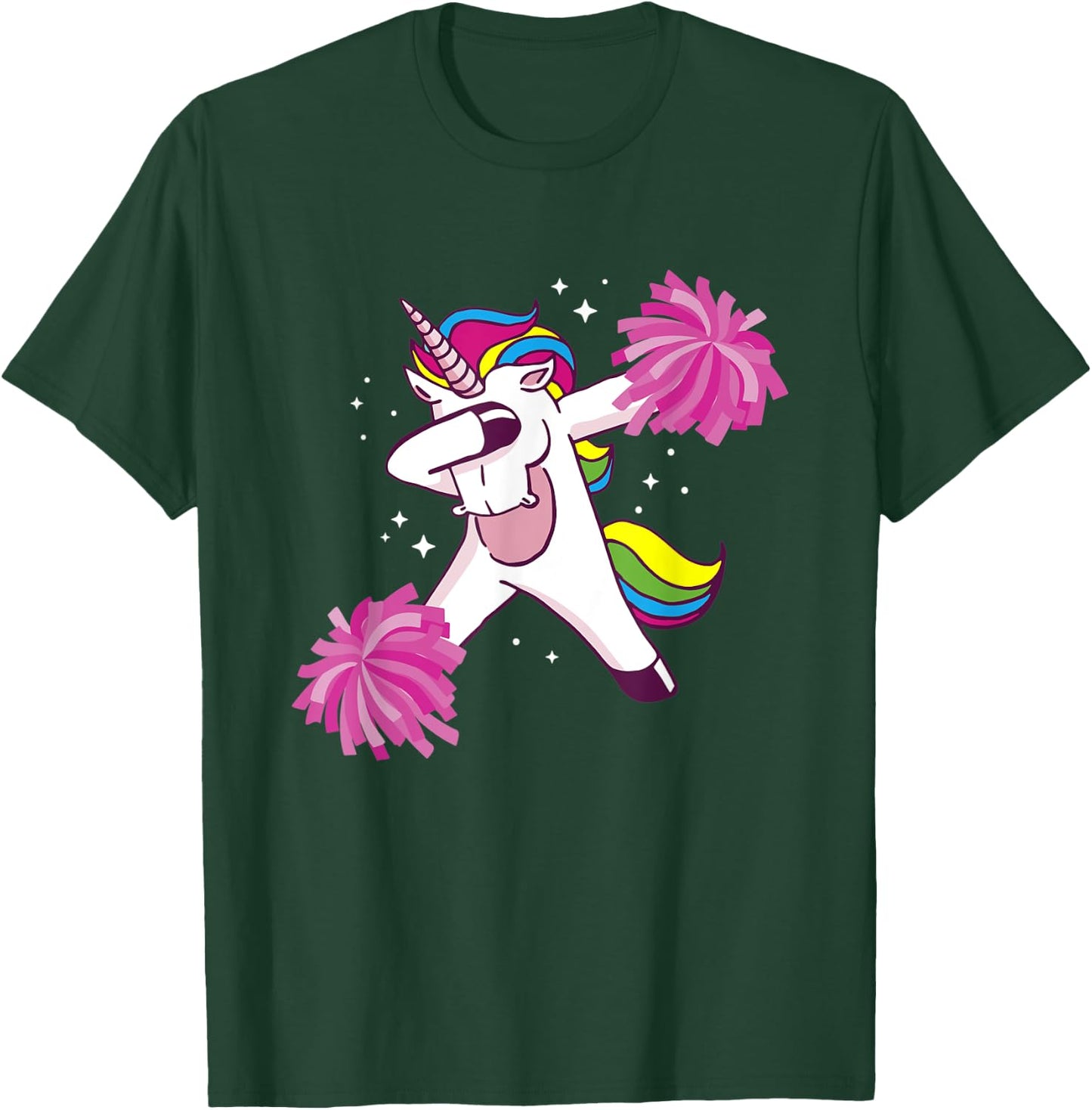 Cheer Unicorn Cheerleading Dabbing Cheerleader T-Shirt - T-Shirt | Forest