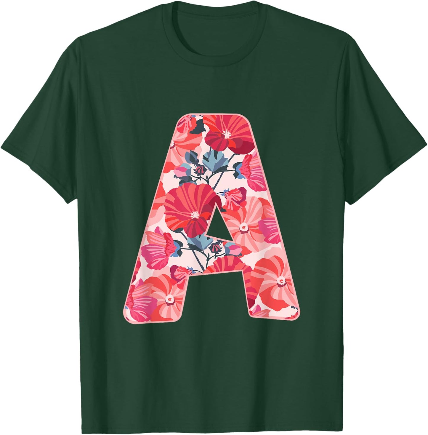 Letter a Sign Alphabet Last Name Vowel Flower Nature Gift T-Shirt - T-Shirt | Forest