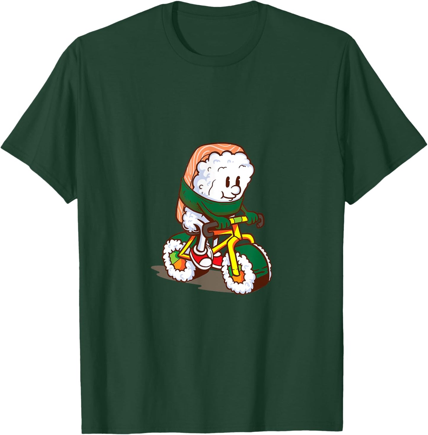 Cute Japanese Bicycle Sushi Salmon Asian Kitchen Food T-Shirt - T-Shirt | Forest