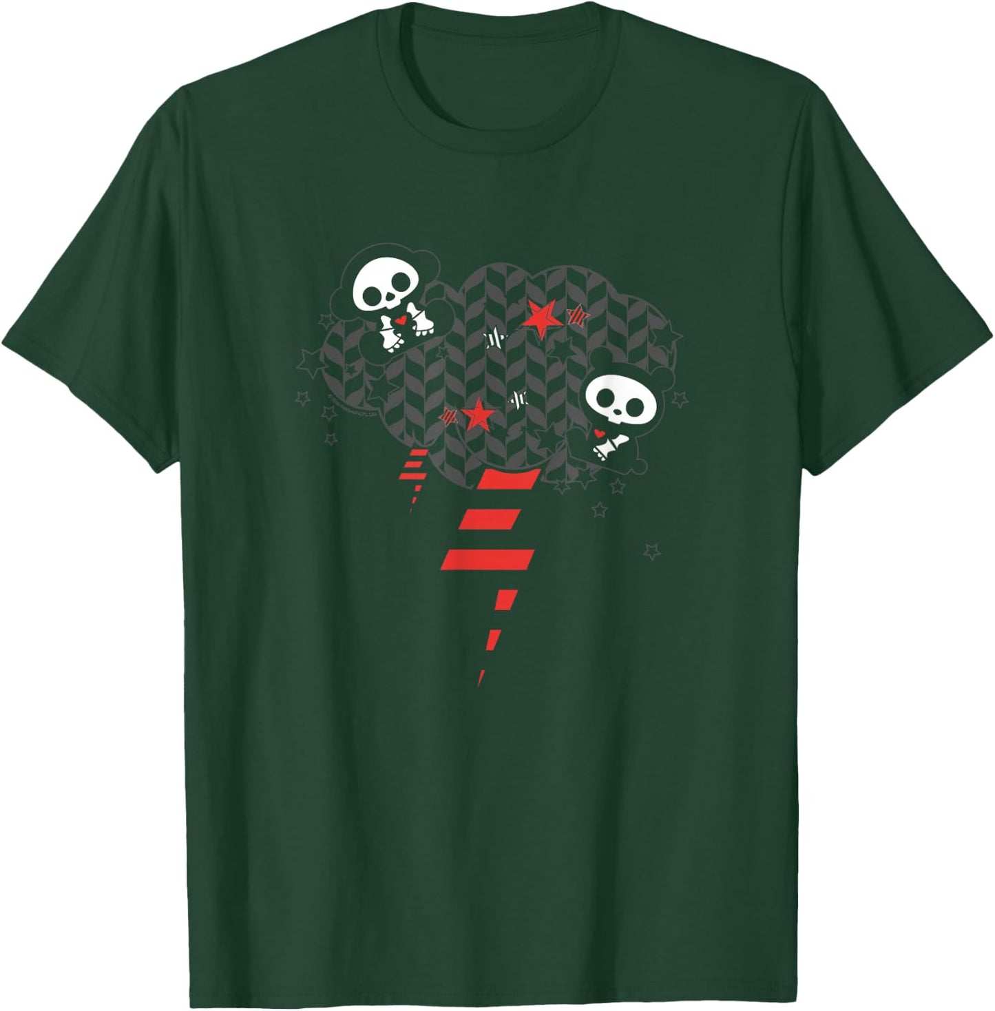 Skelanimals Panda Retro Rocker Striped Lightning Icons T-Shirt - T-Shirt | Forest