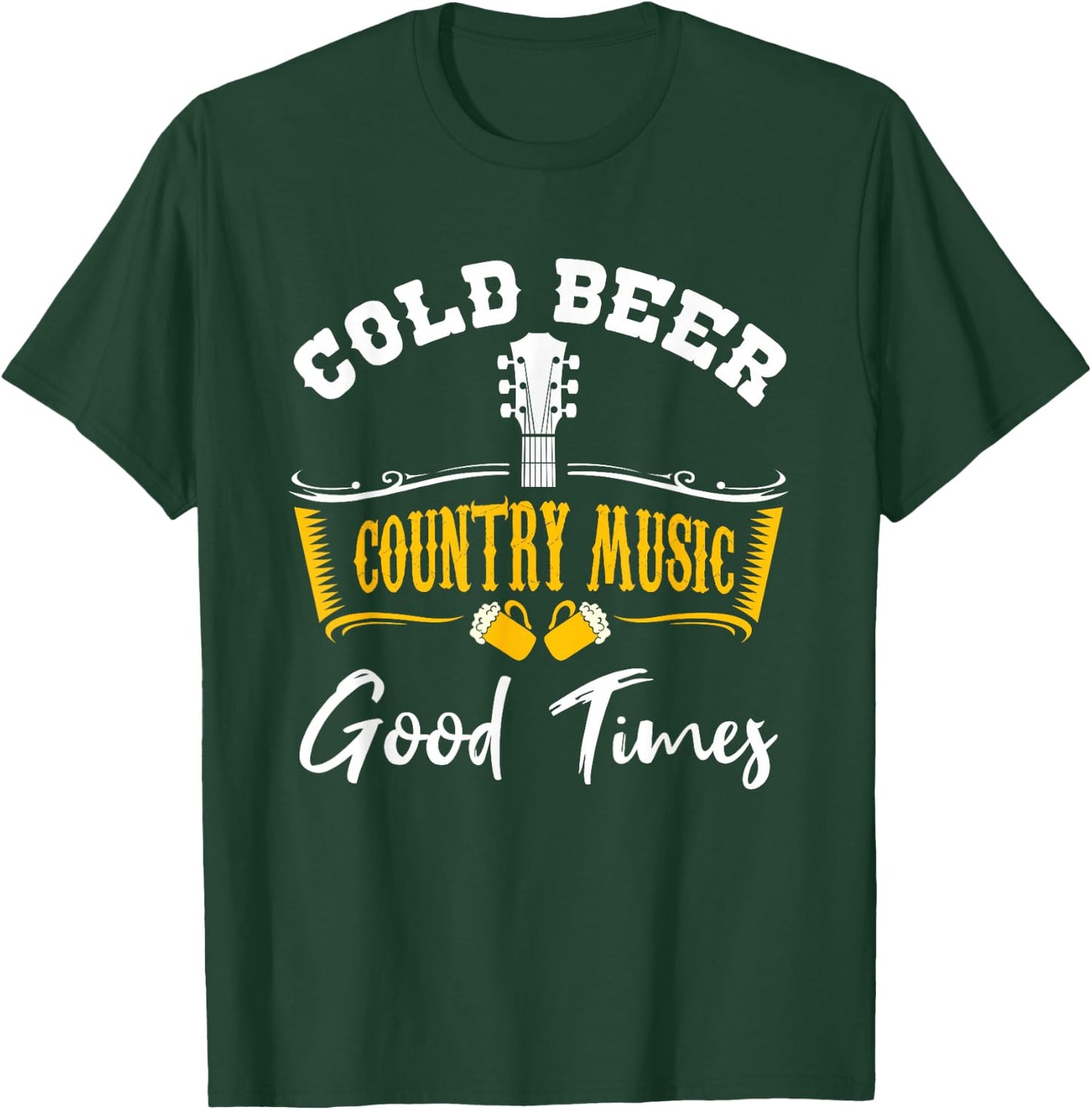 Vintage Cold Beer Country Music Good Times Musician Gift T-Shirt - T-Shirt | Forest