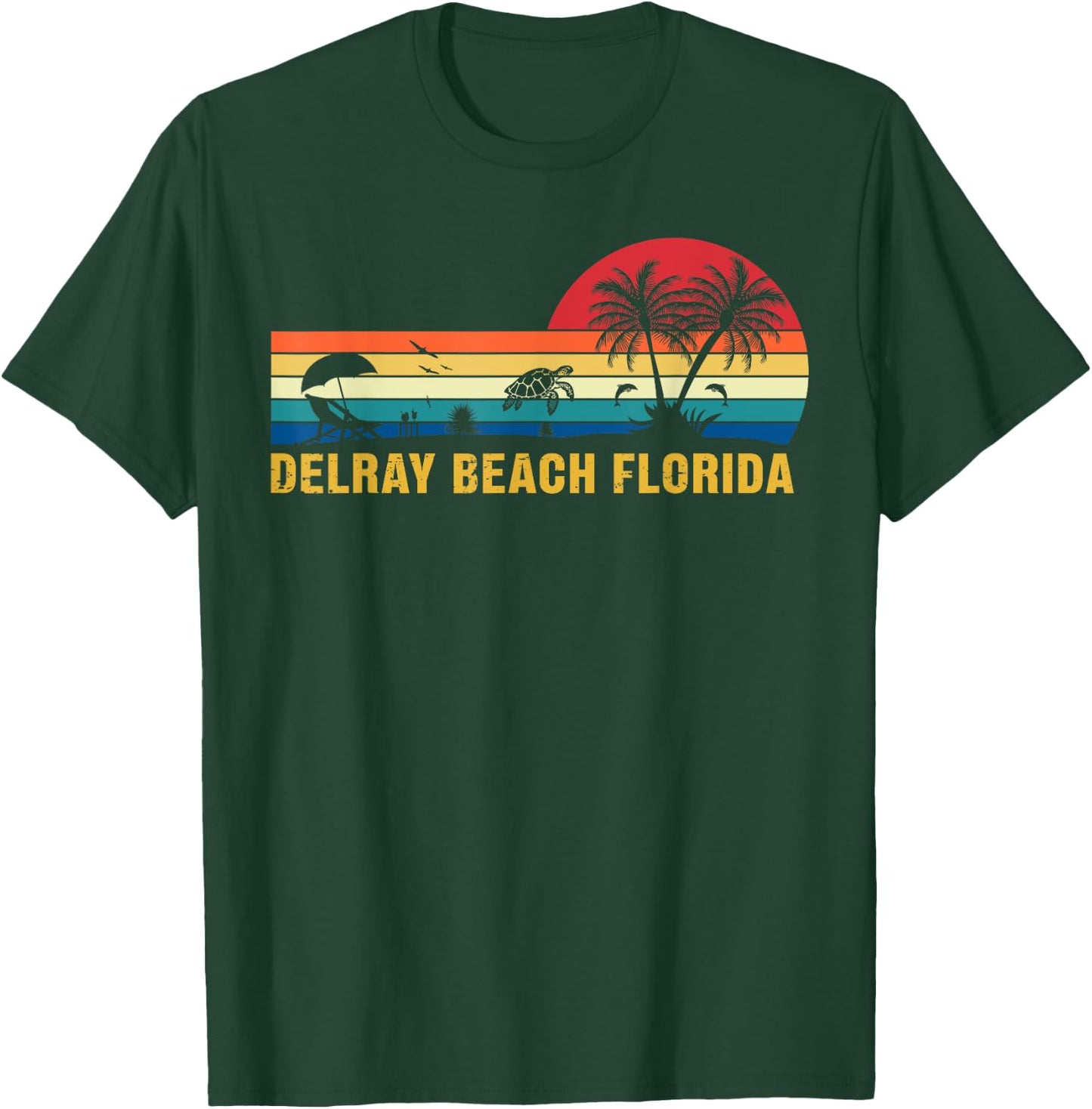 Family Vacation Vintage Delray Beach Florida Sea Turtle Men Women Kids T-Shirt - T-Shirt | Forest