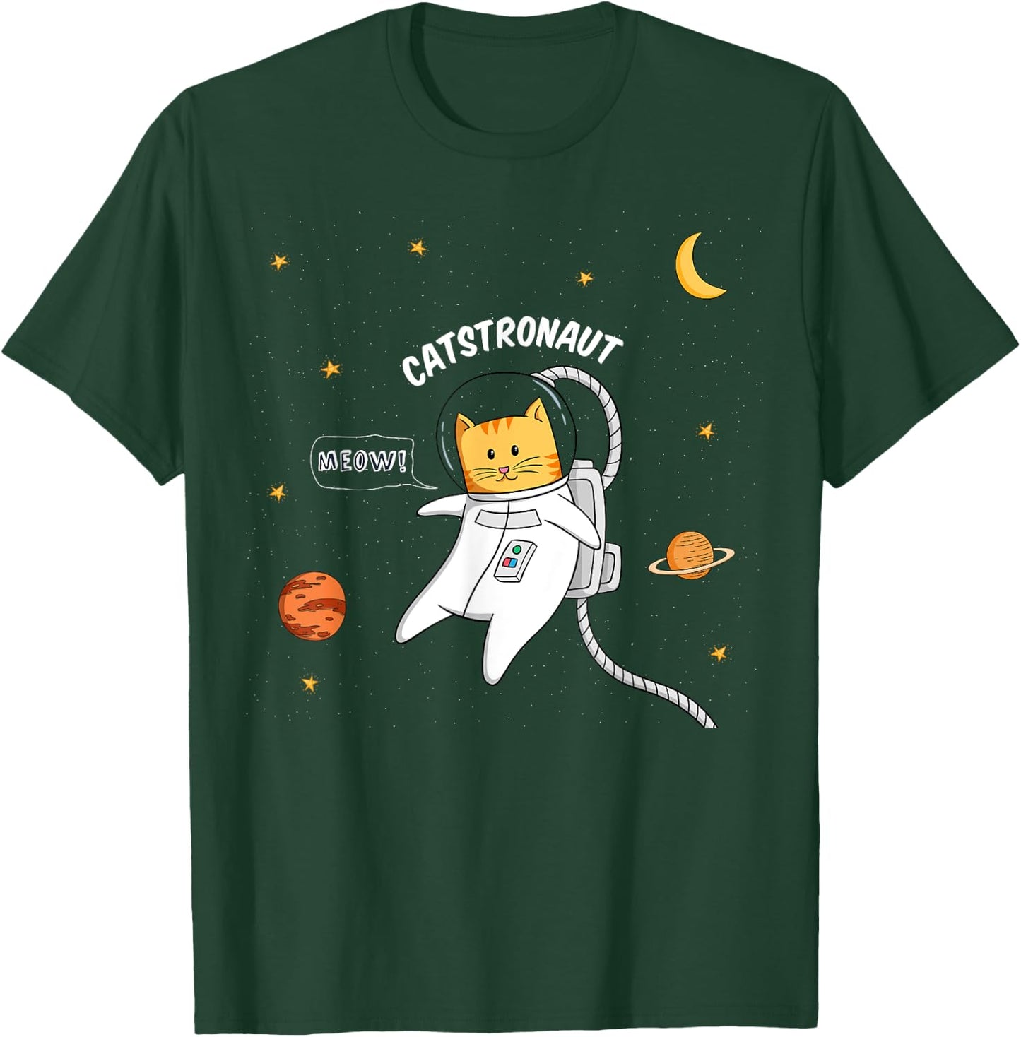 Catstronaut - Cute Astronaut Cat Flying in Space Men Women Girls Kids T-Shirt - T-Shirt | Forest