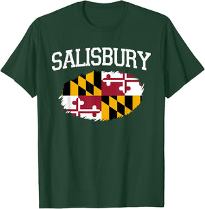 Salisbury MD Maryland Flag Vintage USA Sports Men Women T-Shirt - T-Shirt | Forest