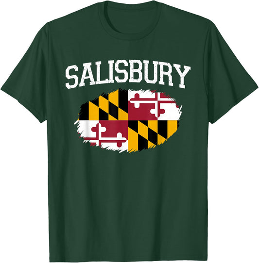 Salisbury MD Maryland Flag Vintage USA Sports Men Women T-Shirt - T-Shirt | Forest