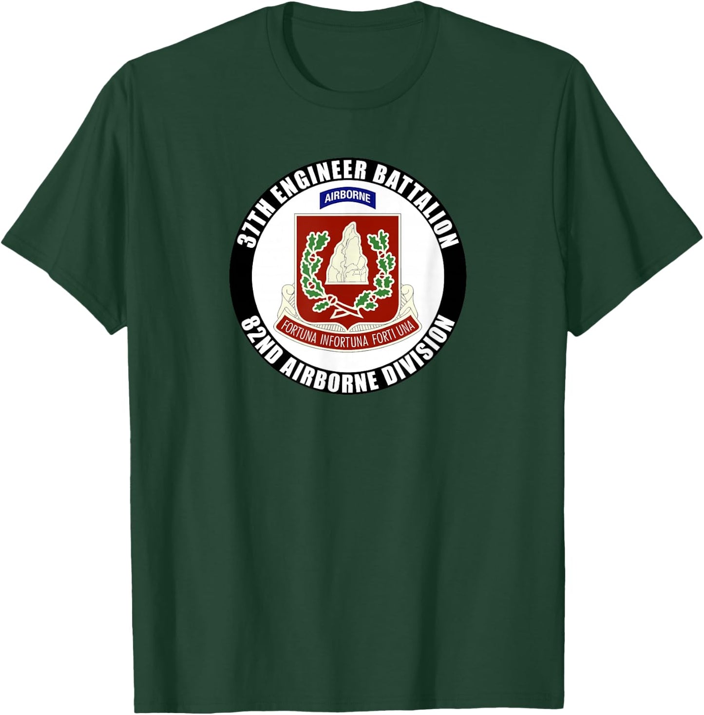 SoldierTees 37th Engineer Battalion 82nd Airborne Division Veteran Gift - -Adults, Black, Small, Short Sleeve, Classic Fit, Cotton 60% Polyester 40%, Military-Themed T-Shirt - T-Shirt | Forest