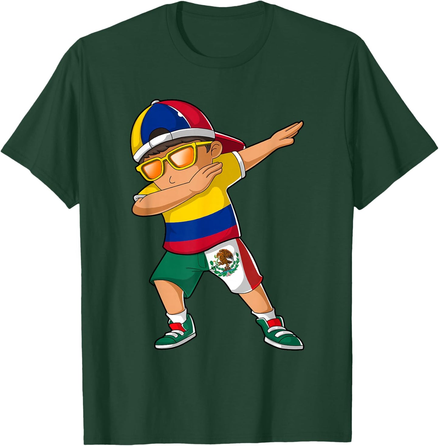Half Colombian Half Mexican Boy Colombia Mexico Flag T-Shirt - T-Shirt | Forest