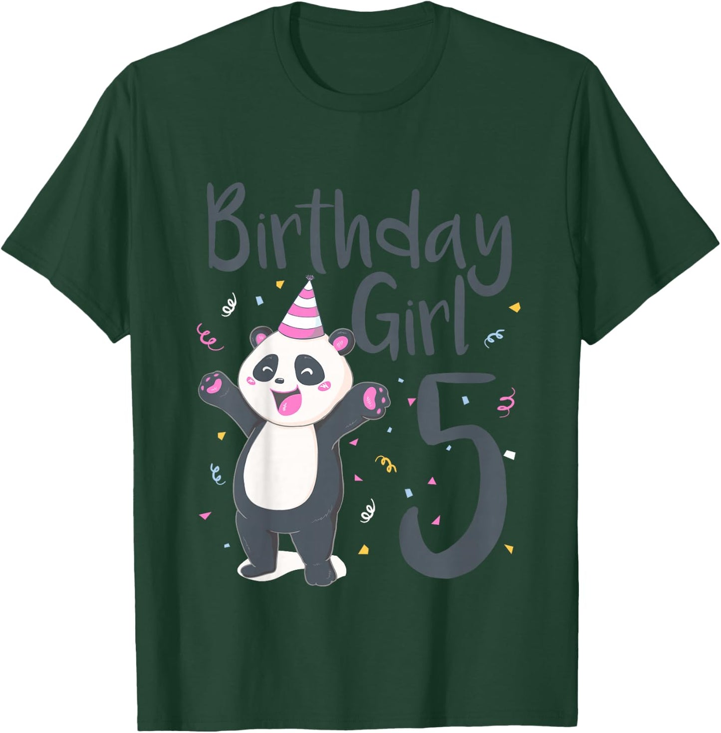 Kids 5 Year Old Panda Birthday Girl Cute Girls 5th Party Gift T-Shirt - T-Shirt | Forest