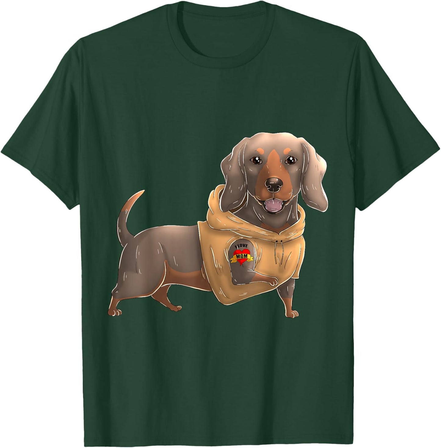 Dachshund I Love Mom Tattoo Dog Shirt Funny Mother's Day T-Shirt - T-Shirt | Forest