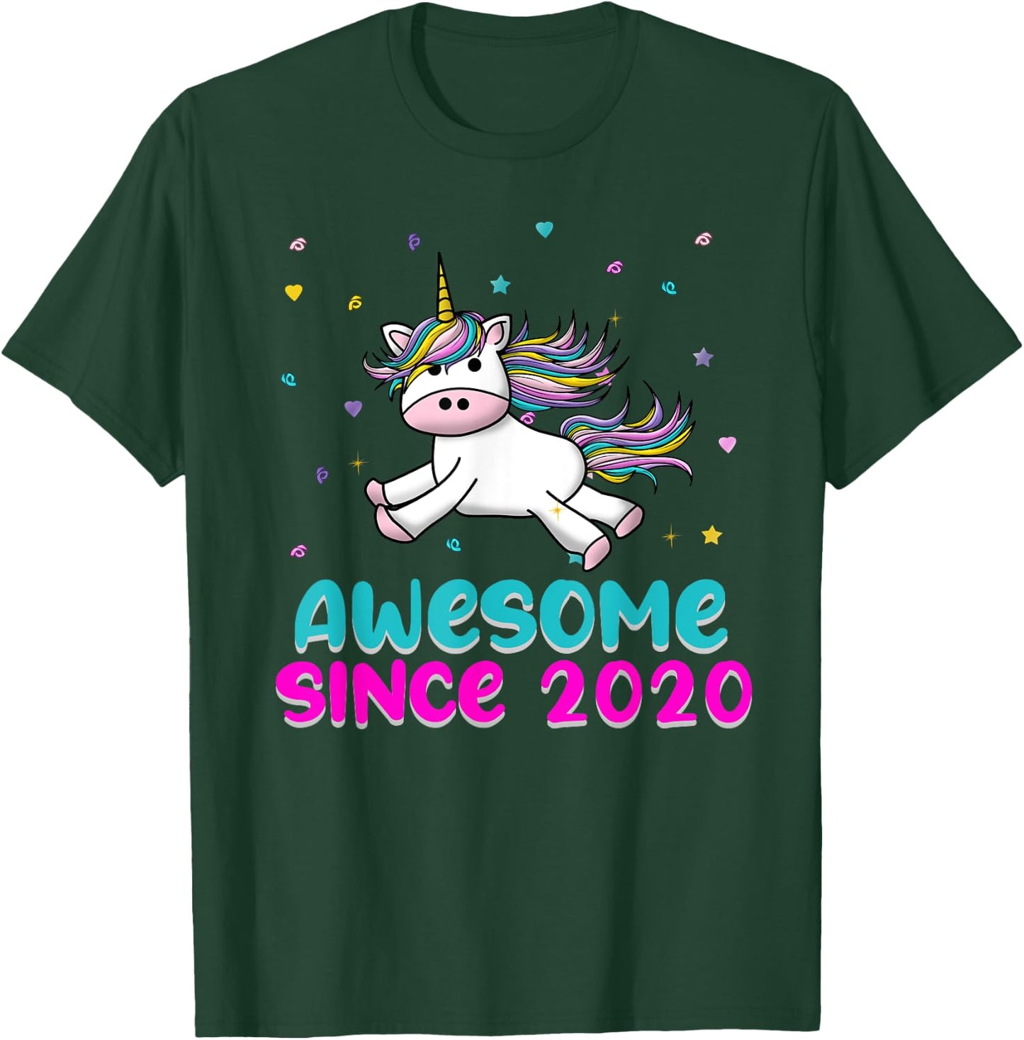 Unicorn Birthday Girl Gift Love Awesome Since 2020 T-Shirt - T-Shirt | Forest