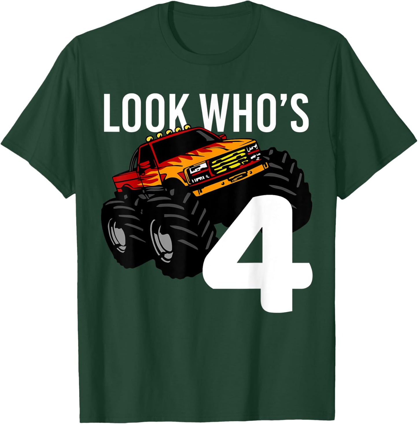 Monster Truck 4th Birthday for Boys | 4 year old Gift T-Shirt - T-Shirt | Forest