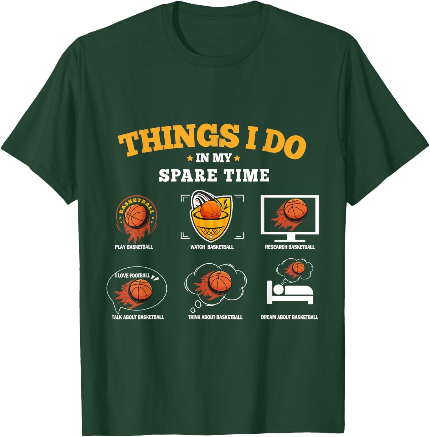 Things I Do In My Spare Time Basketball Design Boys T-Shirt - T-Shirt | Forest