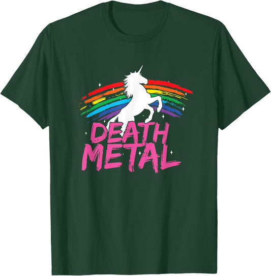Unicorn Death Metal Rocker Metalhead Design Funny Hard Rock T-Shirt - T-Shirt | Forest