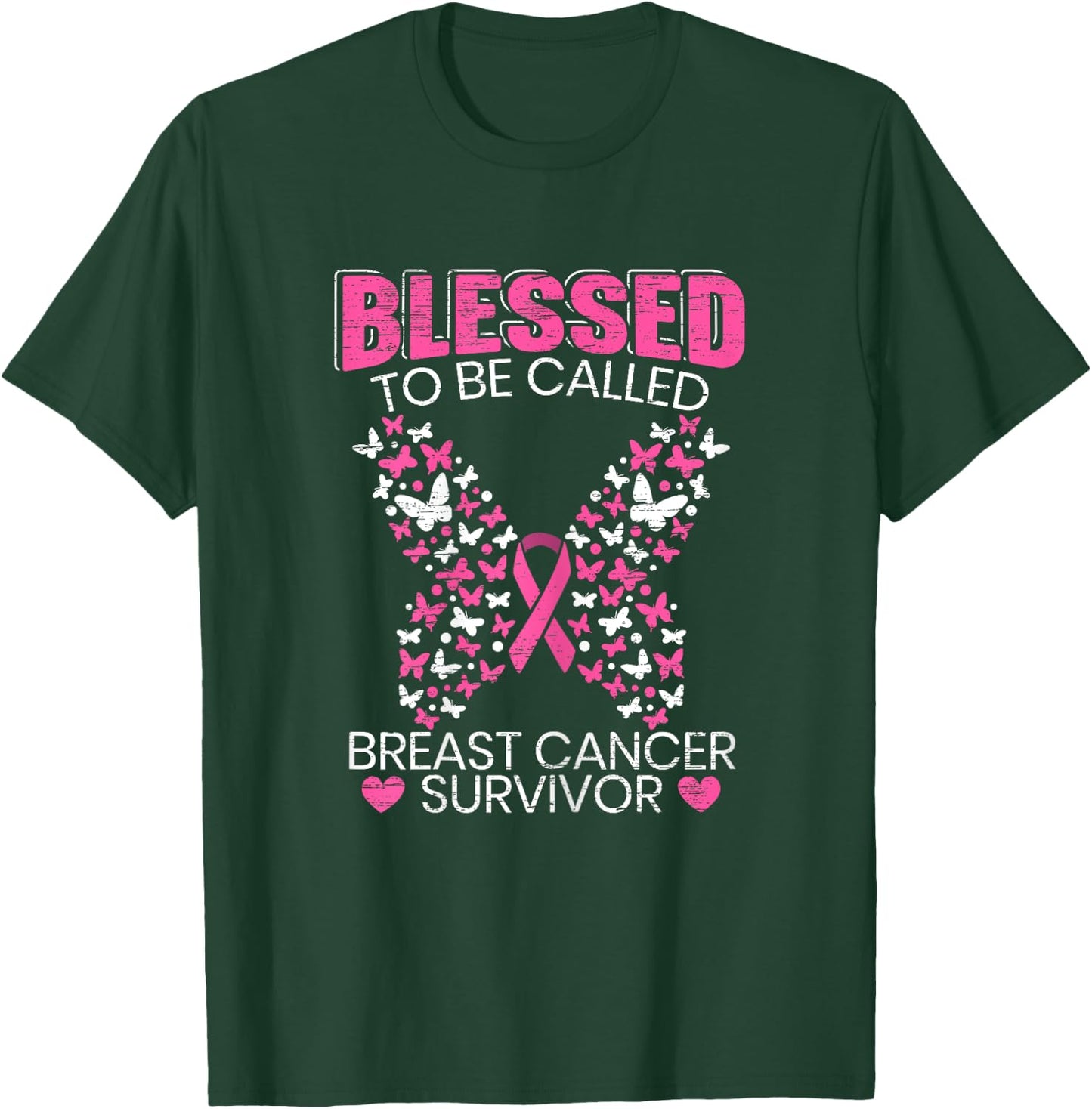 Blessed To Be Called Breast Cancer Survivor Pink Butterfly T-Shirt - T-Shirt | Forest