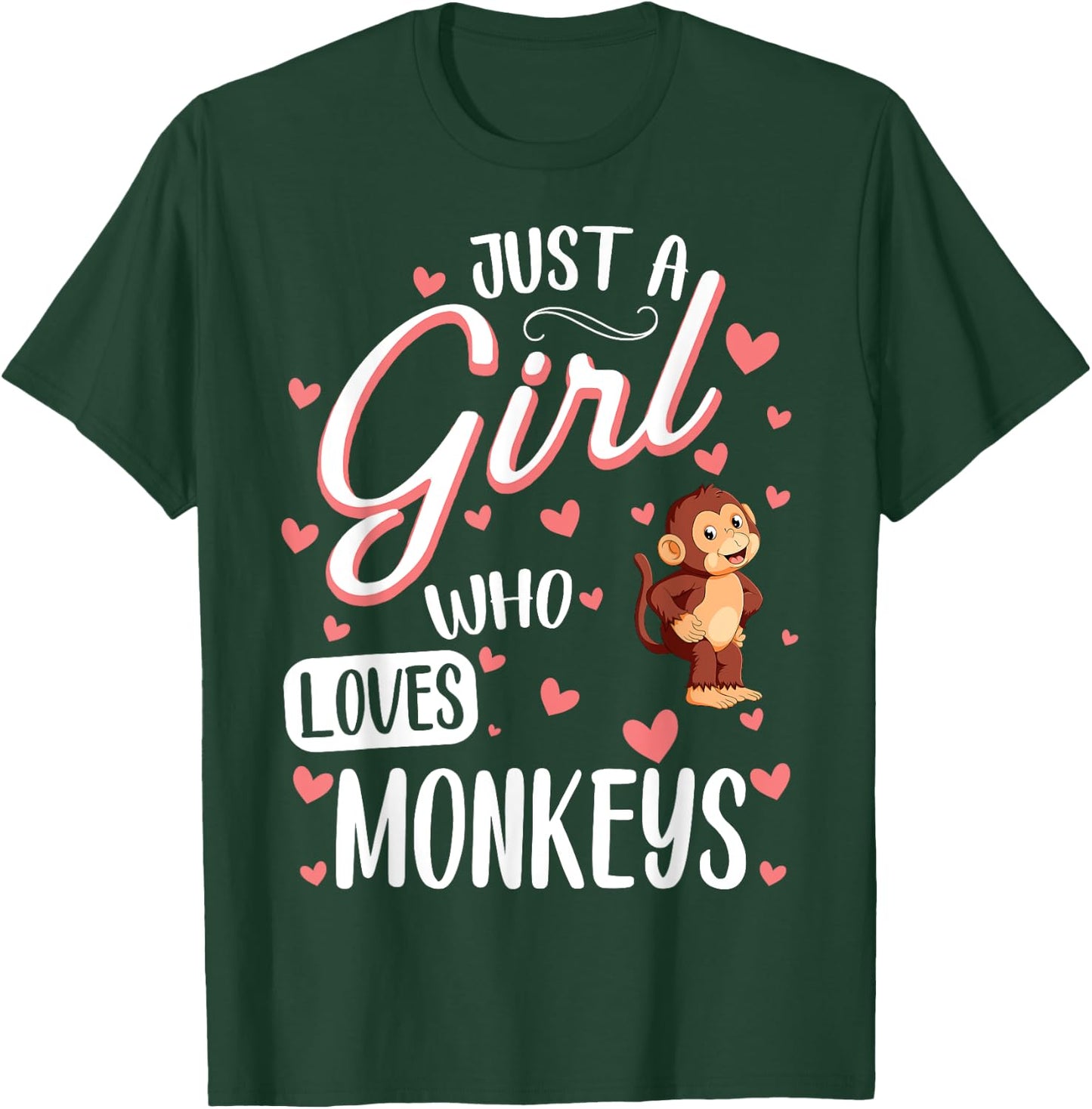Just a Girl Who Loves Monkeys - Funny Monkey Lover Girl T-Shirt - T-Shirt | Forest