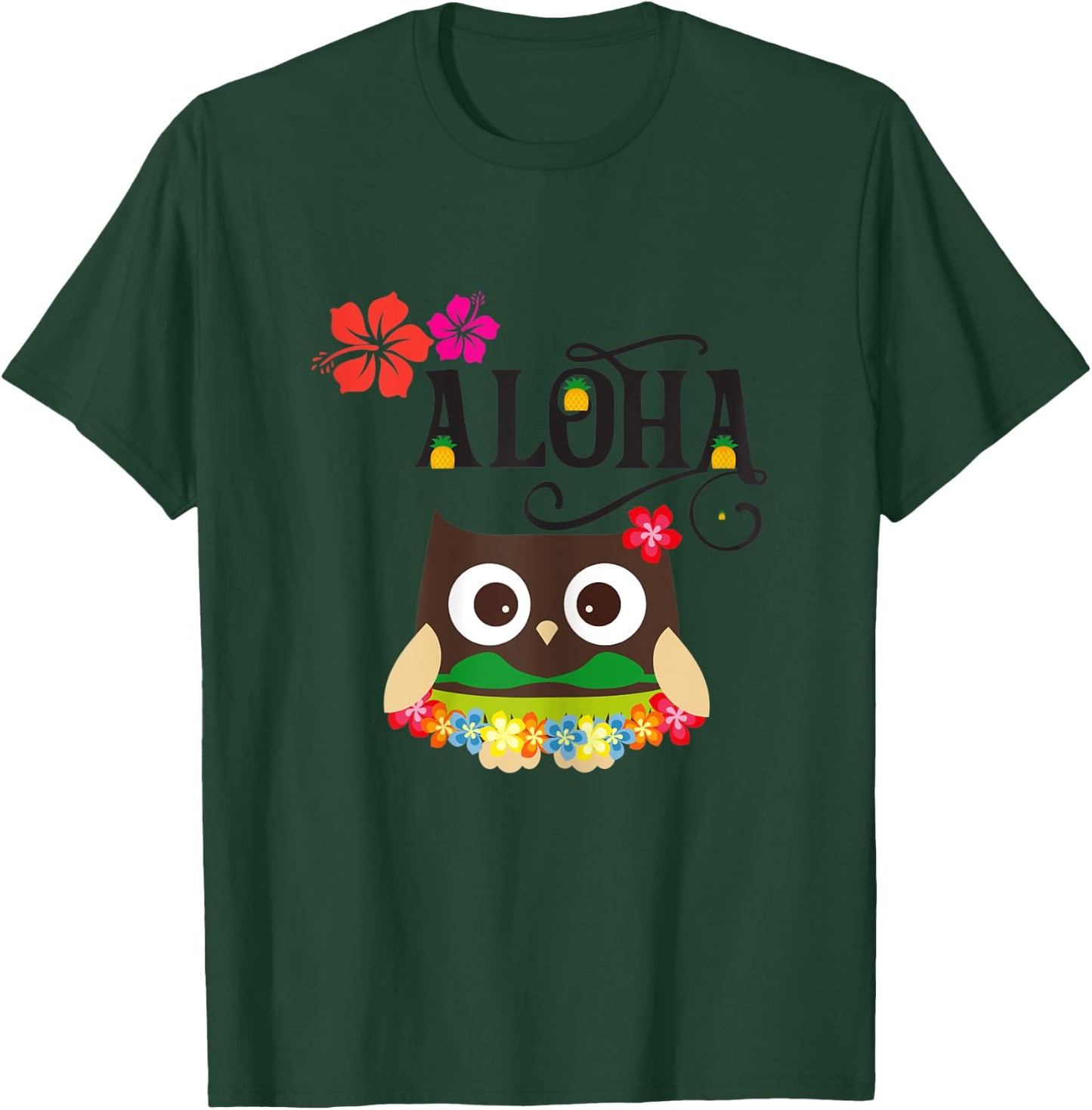 Cute Tropical Hawaiian Owl Luau Gifts T-Shirt - T-Shirt | Forest