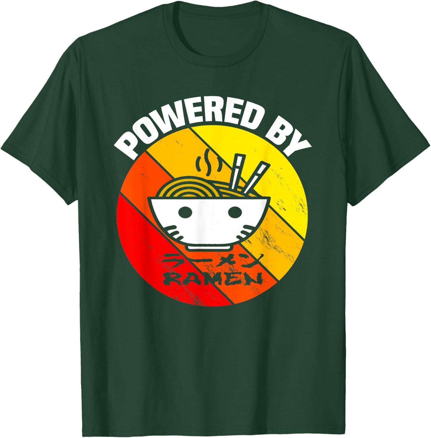 Vintage Powered by Ramen - Ramen Noodle Soup T-Shirt - T-Shirt | Forest
