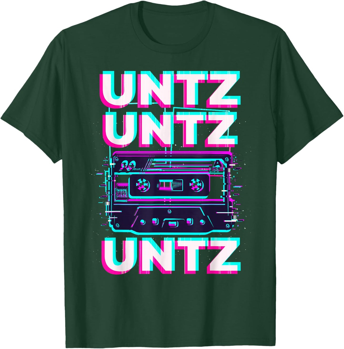 Aesthetic Synthwave Glitch Cassette Rave Festival Minimal T-Shirt - T-Shirt | Forest