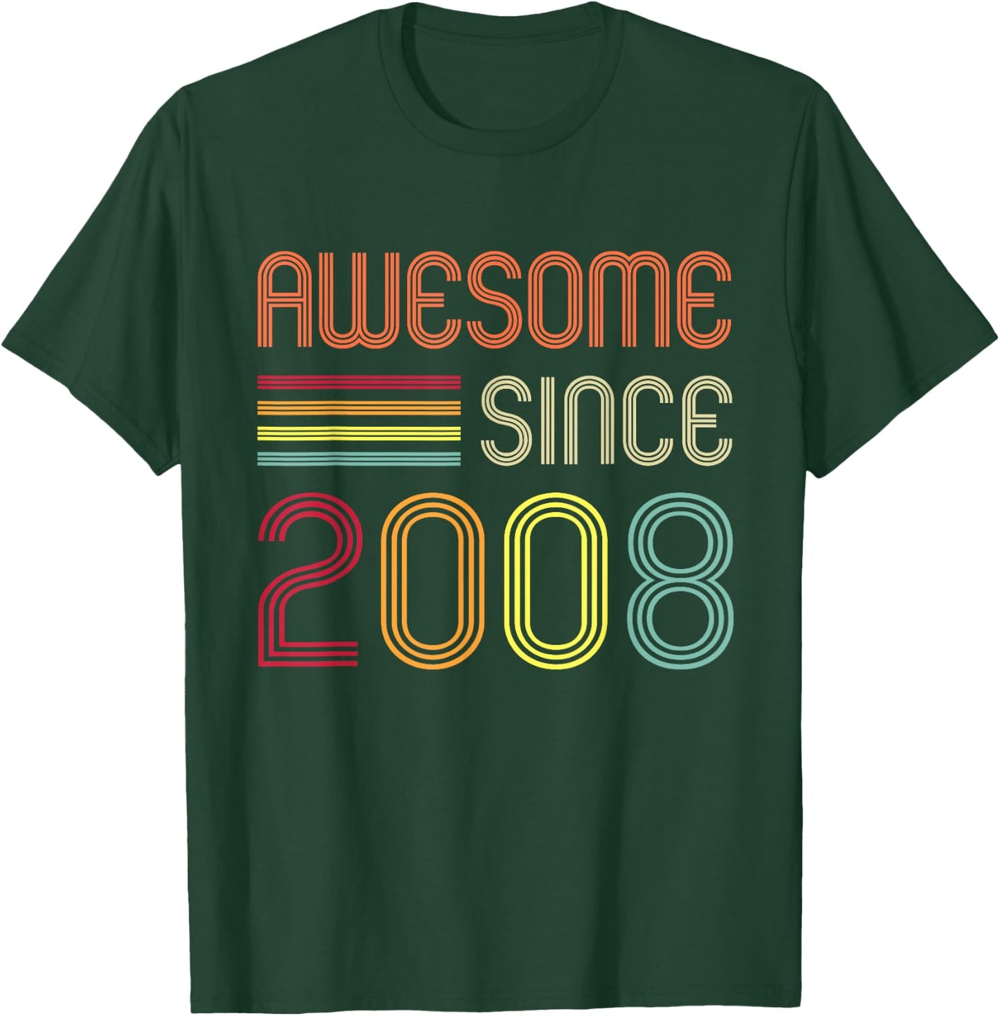 Awesome Since 2008 14th Birthday Retro Short Sleeve T-Shirt - T-Shirt | Forest